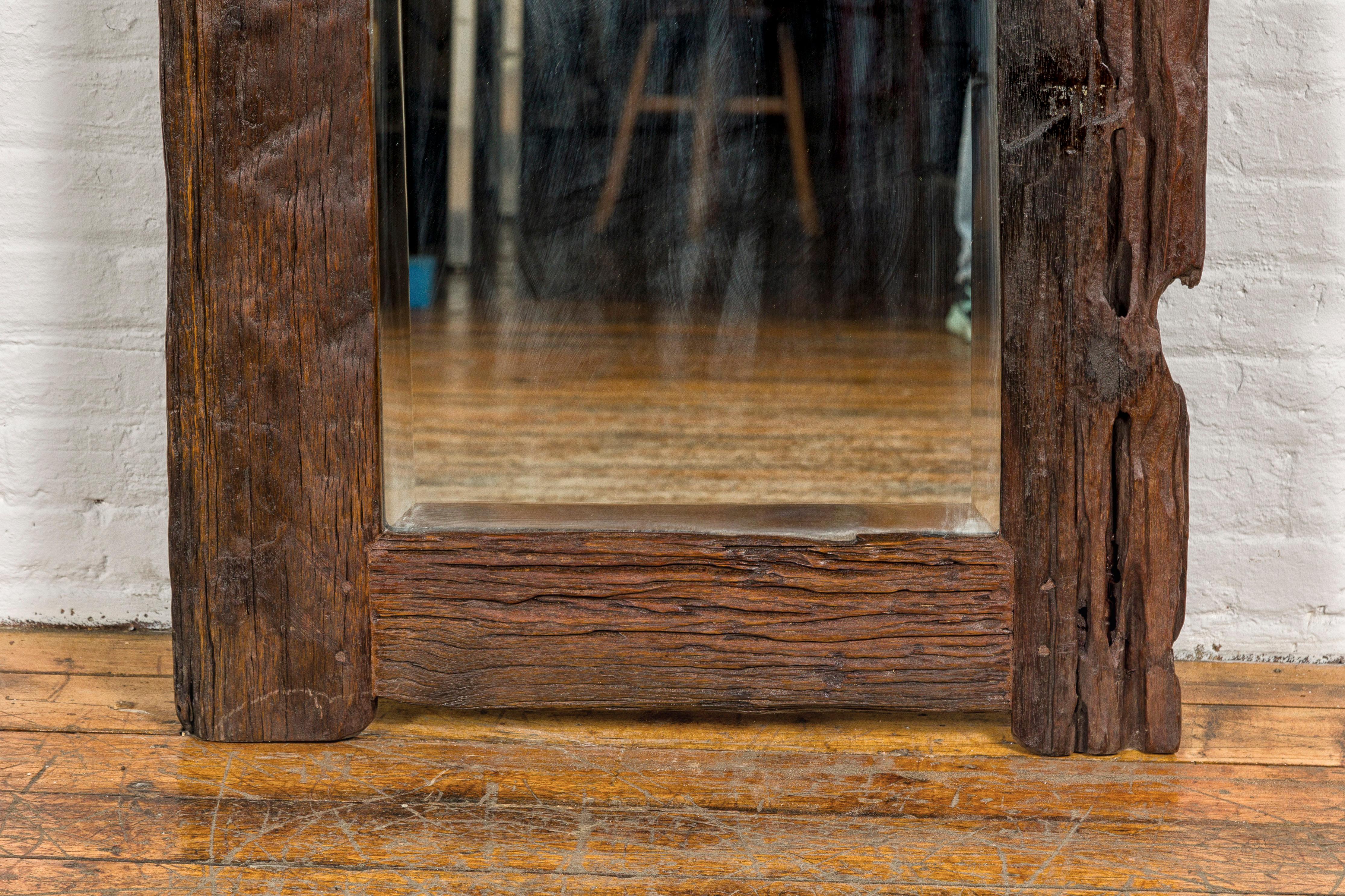 Country Style Antique Driftwood Made into Full Length Mirror, Rustic Character For Sale 5