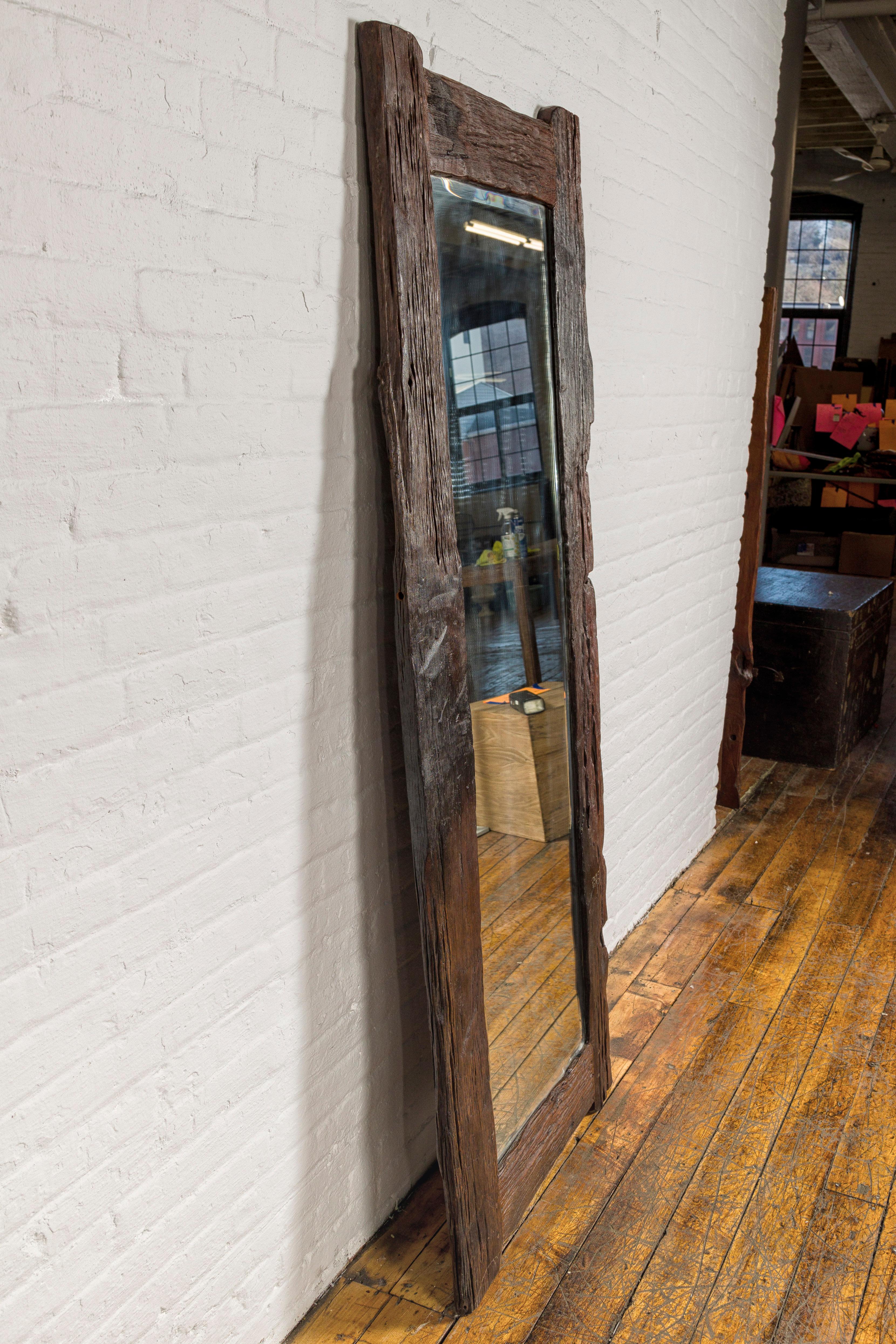 Country Style Antique Driftwood Made into Full Length Mirror, Rustic Character For Sale 6