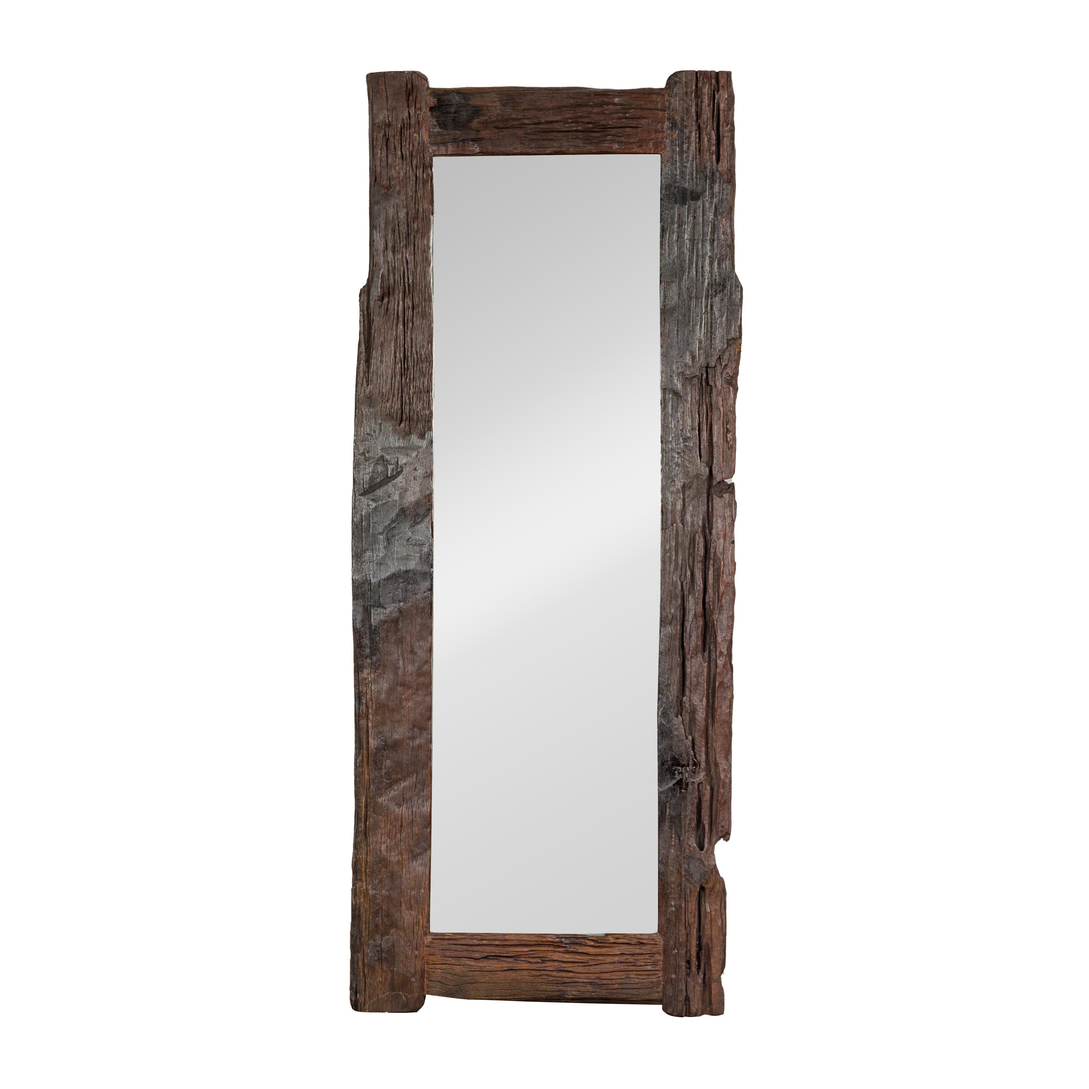 Country Style Antique Driftwood Made into Full Length Mirror, Rustic Character For Sale 9