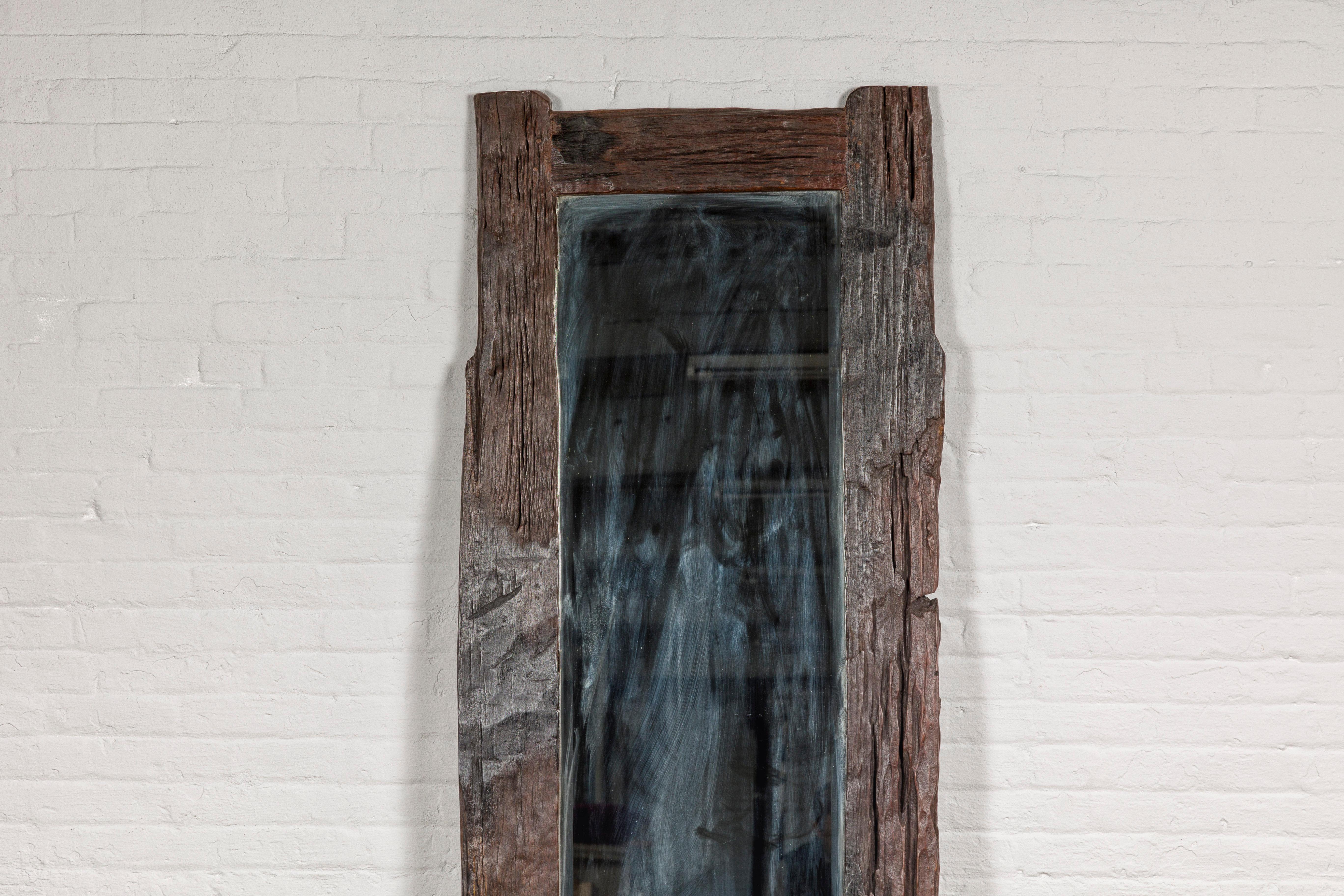 Indonesian Country Style Antique Driftwood Made into Full Length Mirror, Rustic Character For Sale