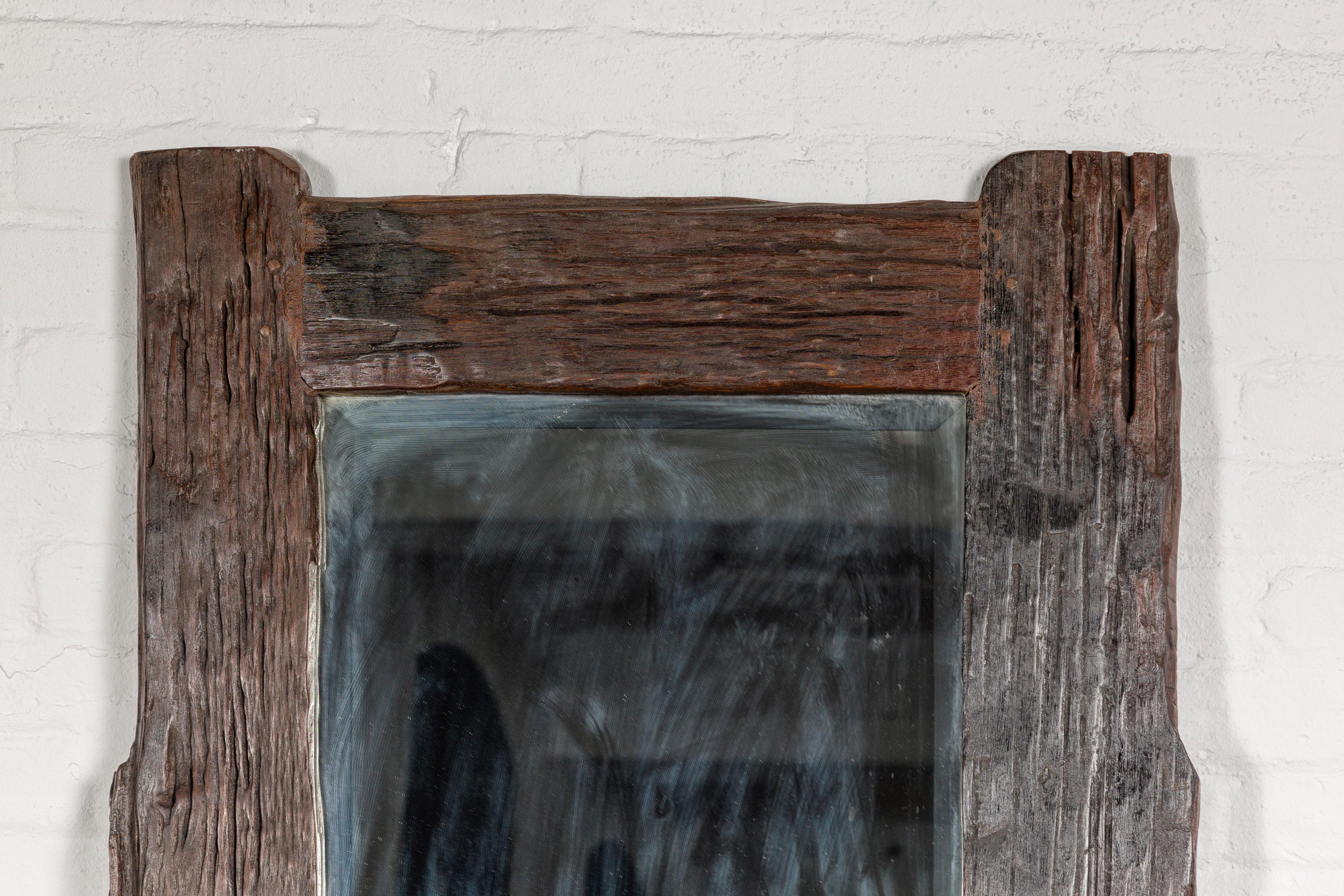 Contemporary Country Style Antique Driftwood Made into Full Length Mirror, Rustic Character For Sale