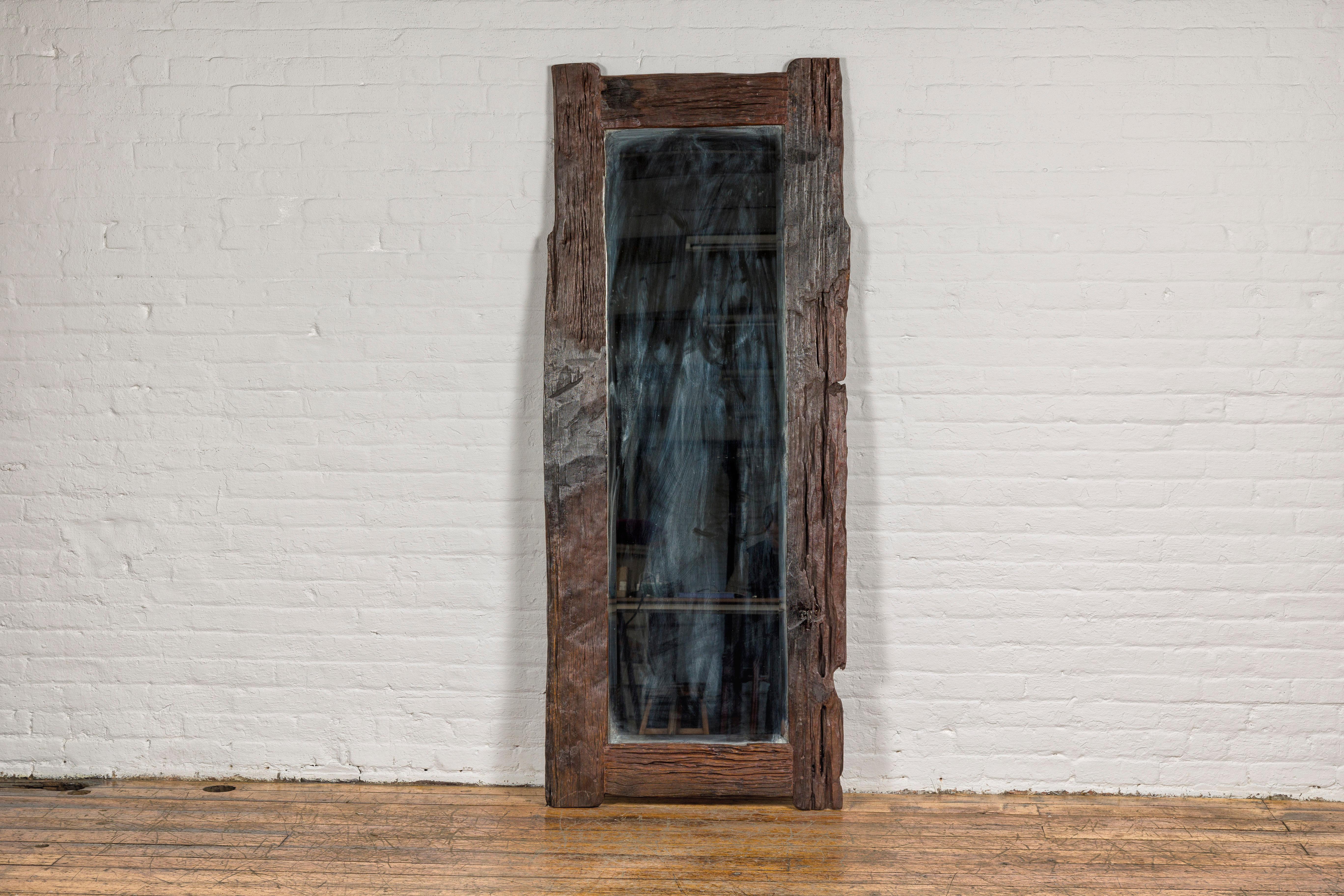 Country Style Antique Driftwood Made into Full Length Mirror, Rustic Character For Sale 1