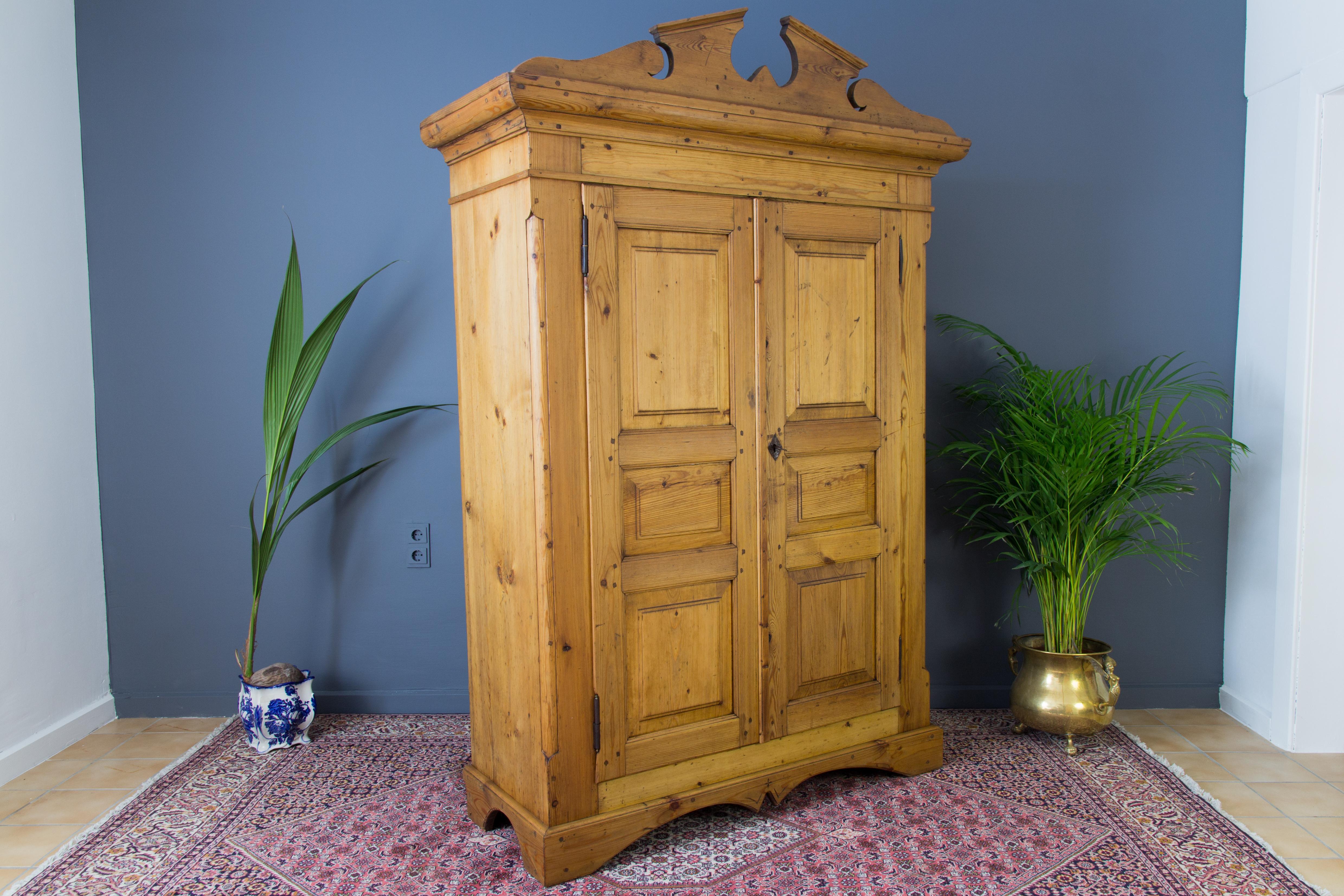 Latvian Country Style Baltic Pine Two-Door Armoire