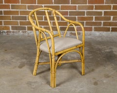 Country Style Bamboo 1920s English Chair with Custom Upholstery