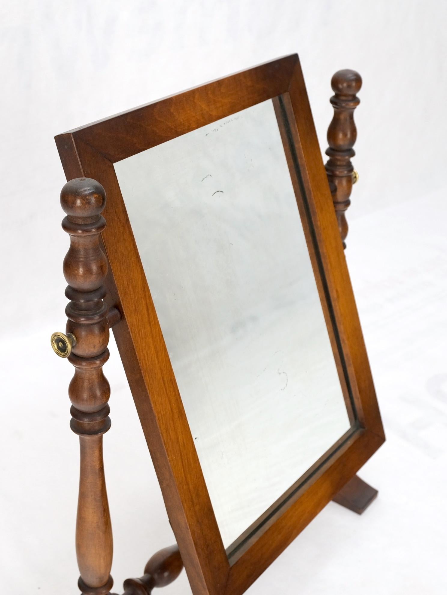 20th Century Country Style Brass & Colonial Maple Shaving Mirror Mint! For Sale