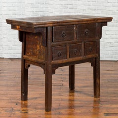 Country Style Chinese Qing Dynasty 19th Century Altar Table with Five Drawers