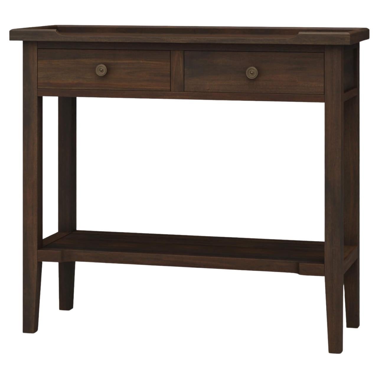 Table console de style campagnard en finition noyer foncé sur mesure