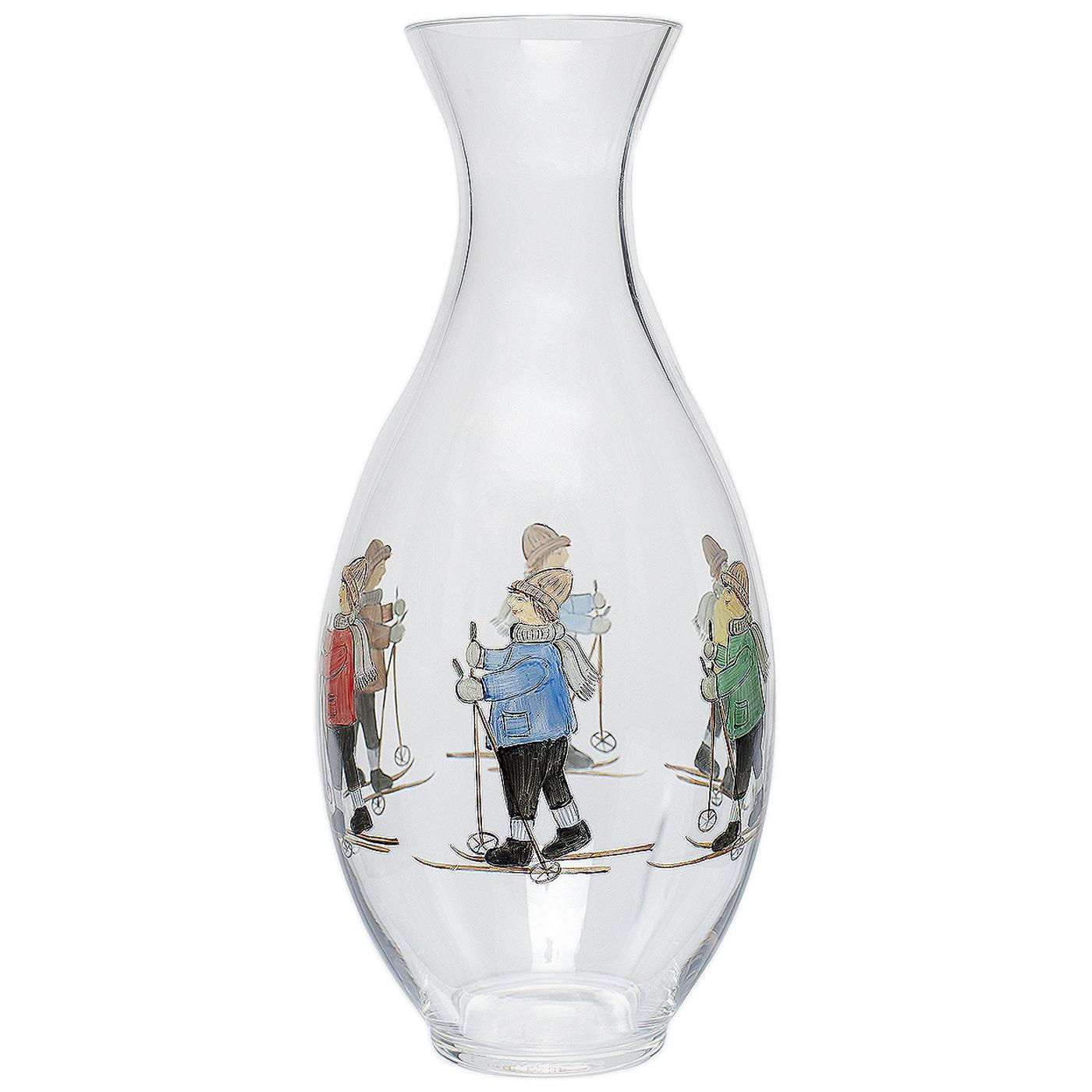 Country Style Crystal Carafe Hand Painted Skier Decor Sofina Boutique Kitzbühel