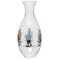 Country Style Crystal Carafe Hand Painted Skier Decor Sofina Boutique Kitzbühel