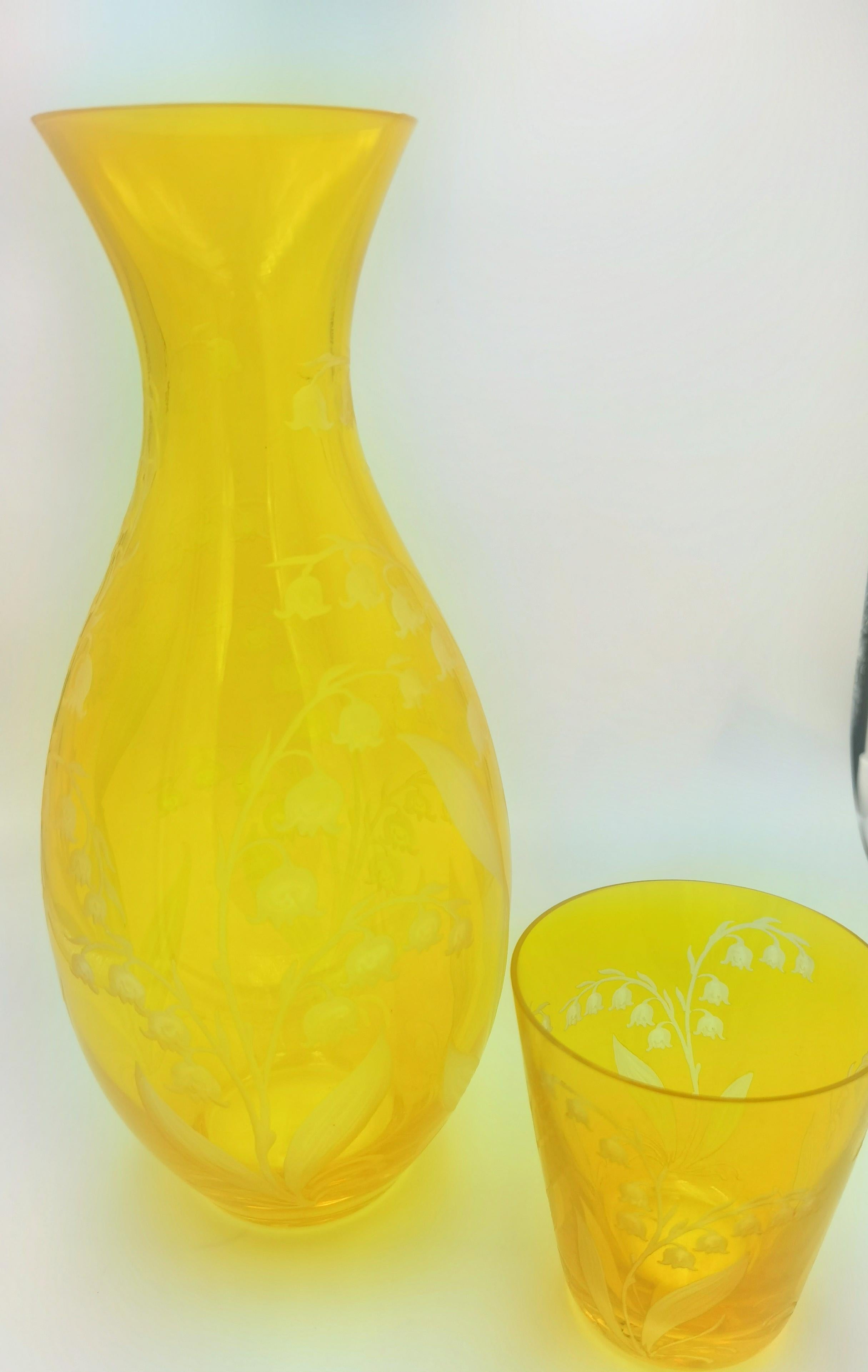 German Country Style Crystal Glass Carafe Yellow Sofina Boutique Kitzbühel For Sale