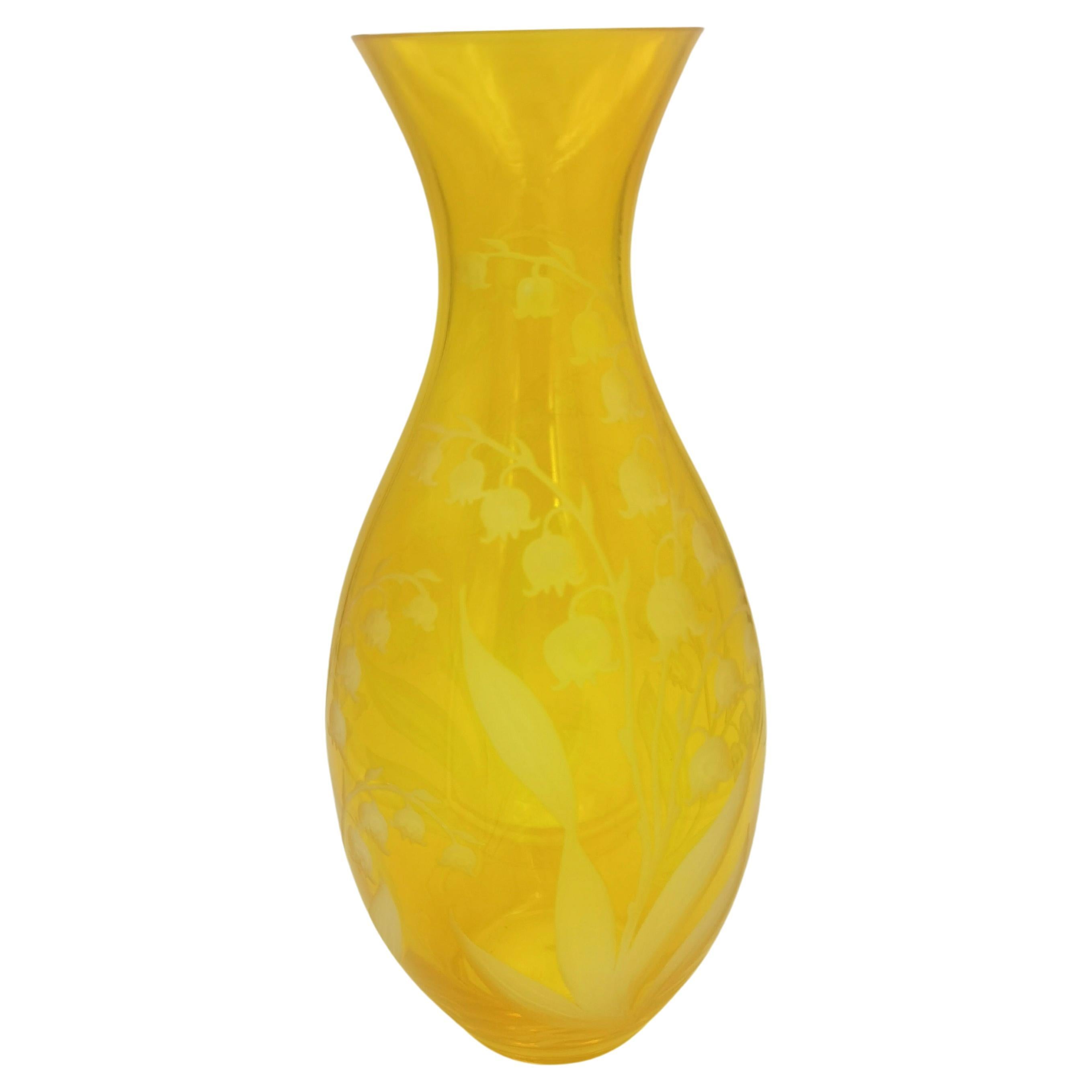 Country Style Crystal Glass Carafe Yellow Sofina Boutique Kitzbühel For Sale