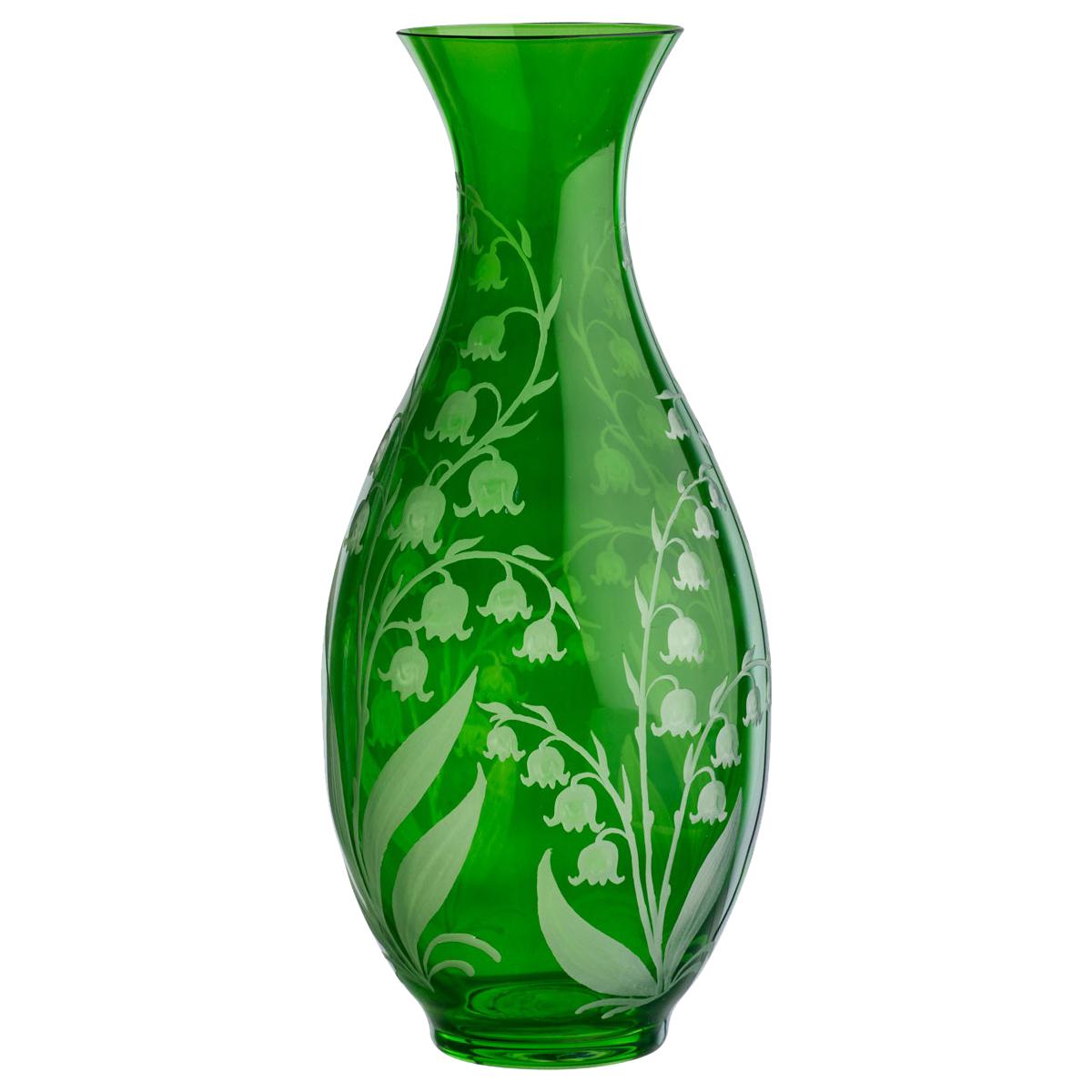 Country Style Crystal Glass Carafe Green Sofina Boutique Kitzbühel For Sale
