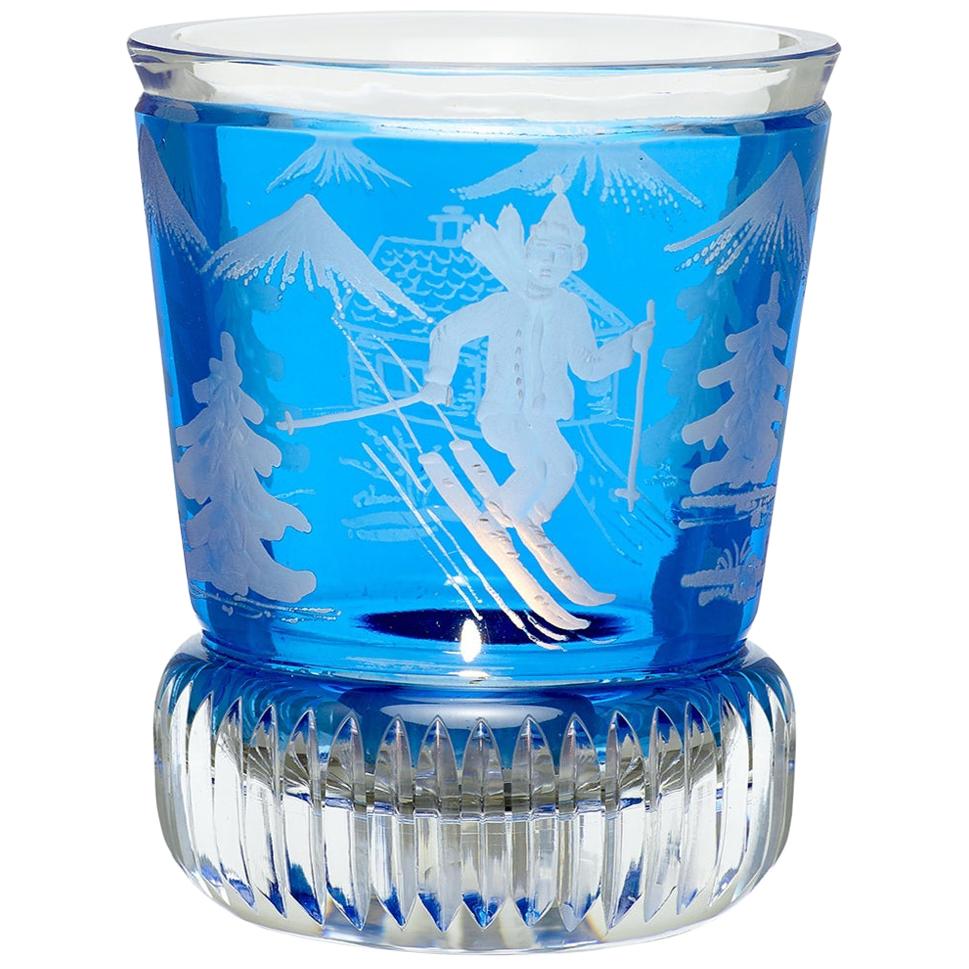 Laterna di cristallo in stile country con decorazioni blu da sciatore Sofina Boutique Kitzbühel