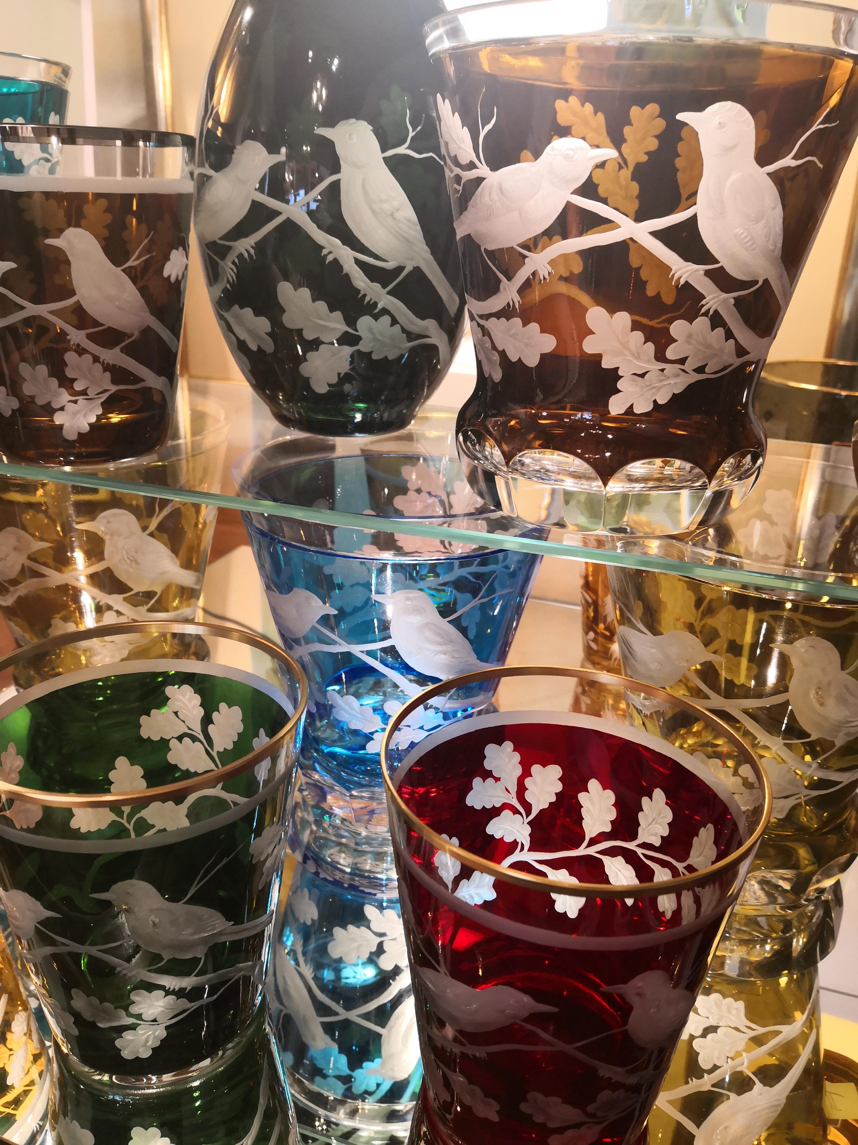 Landhausstil, mundgeblasenes Kristall-Laterne-Vogel-Dekor  Sofina Boutique Kitzbühel (Deutsch) im Angebot