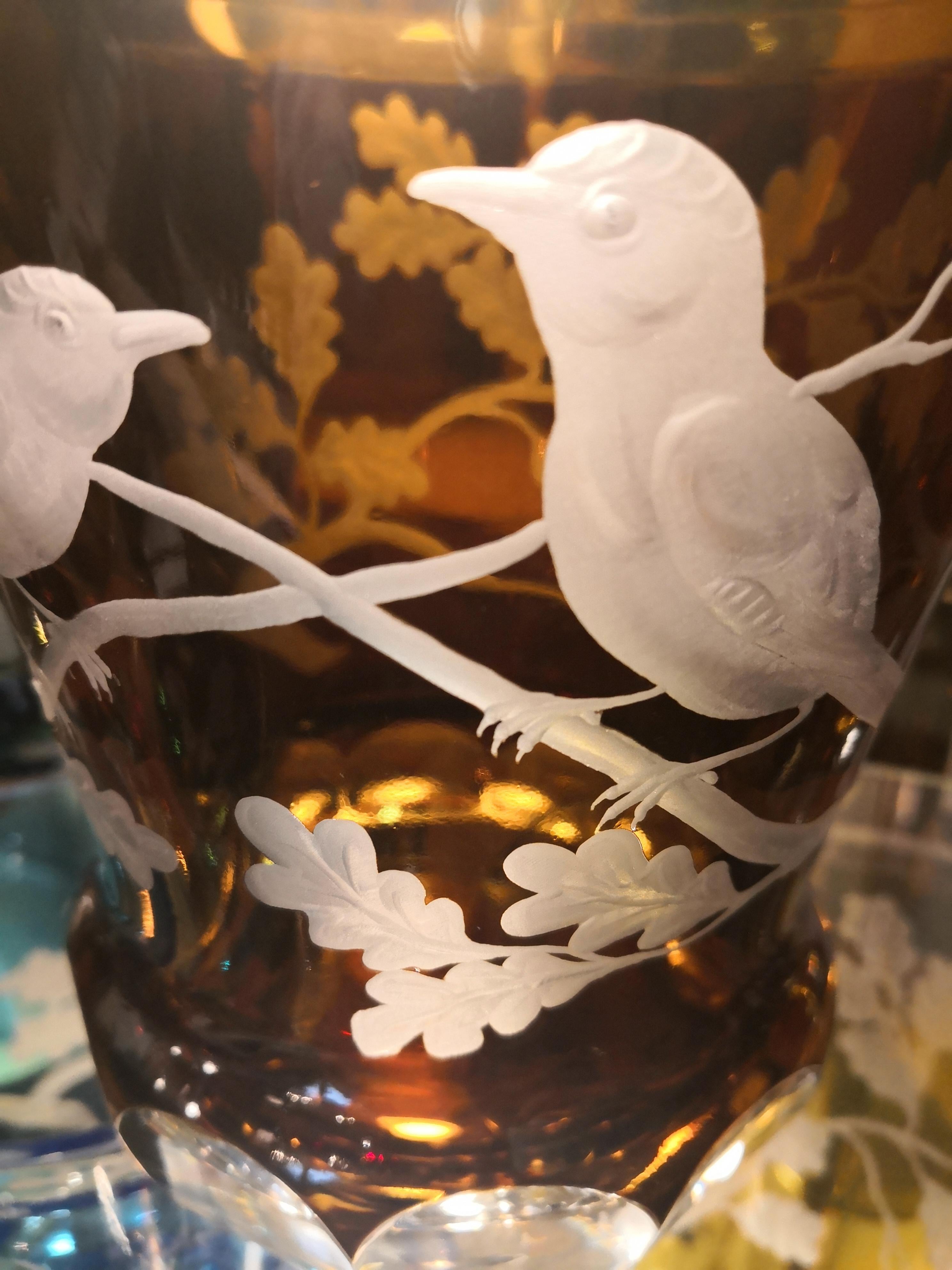 Allemand Décoration d'oiseaux à laterne en cristal soufflé à la main de style campagnard  Sofina Boutique Kitzbuehel en vente