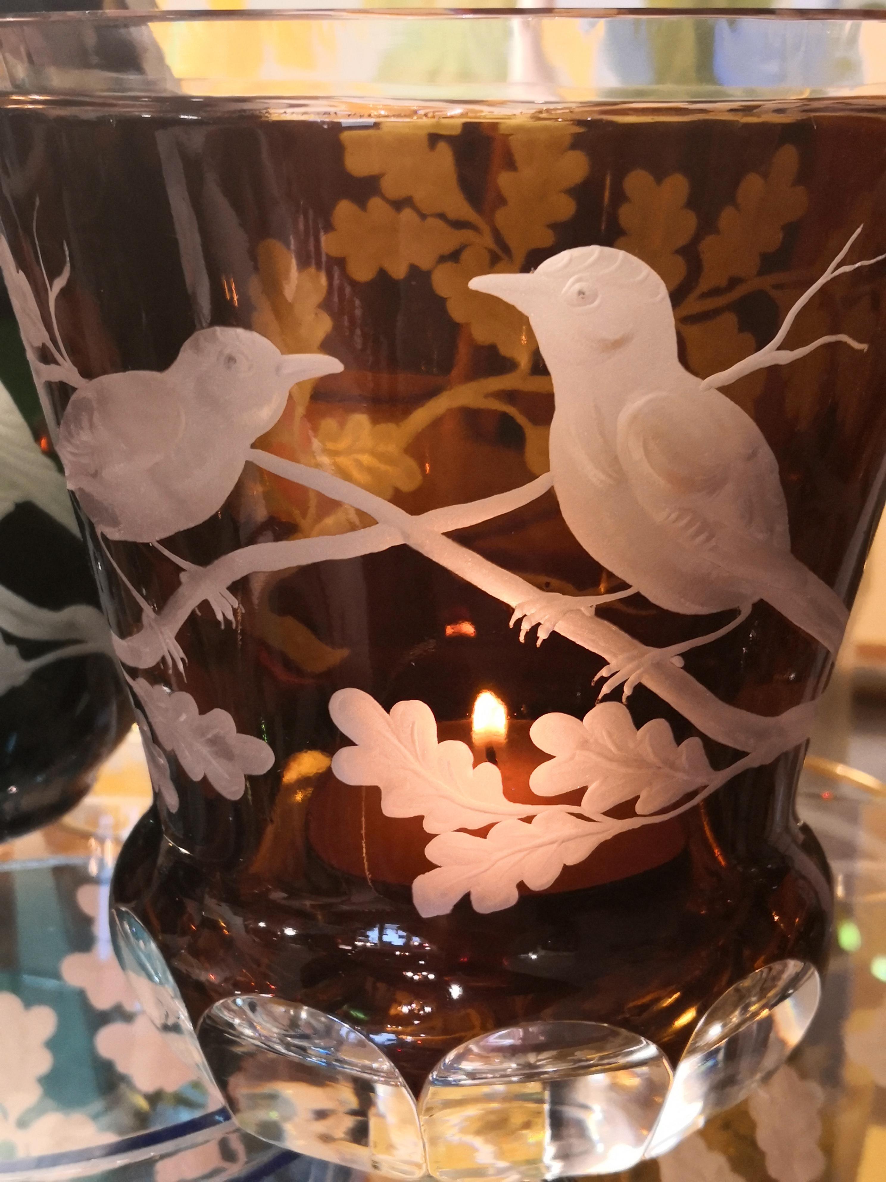 Contemporary Country Style Hand Blown Crystal Laterne Birds Decor  Sofina Boutique Kitzbuehel For Sale