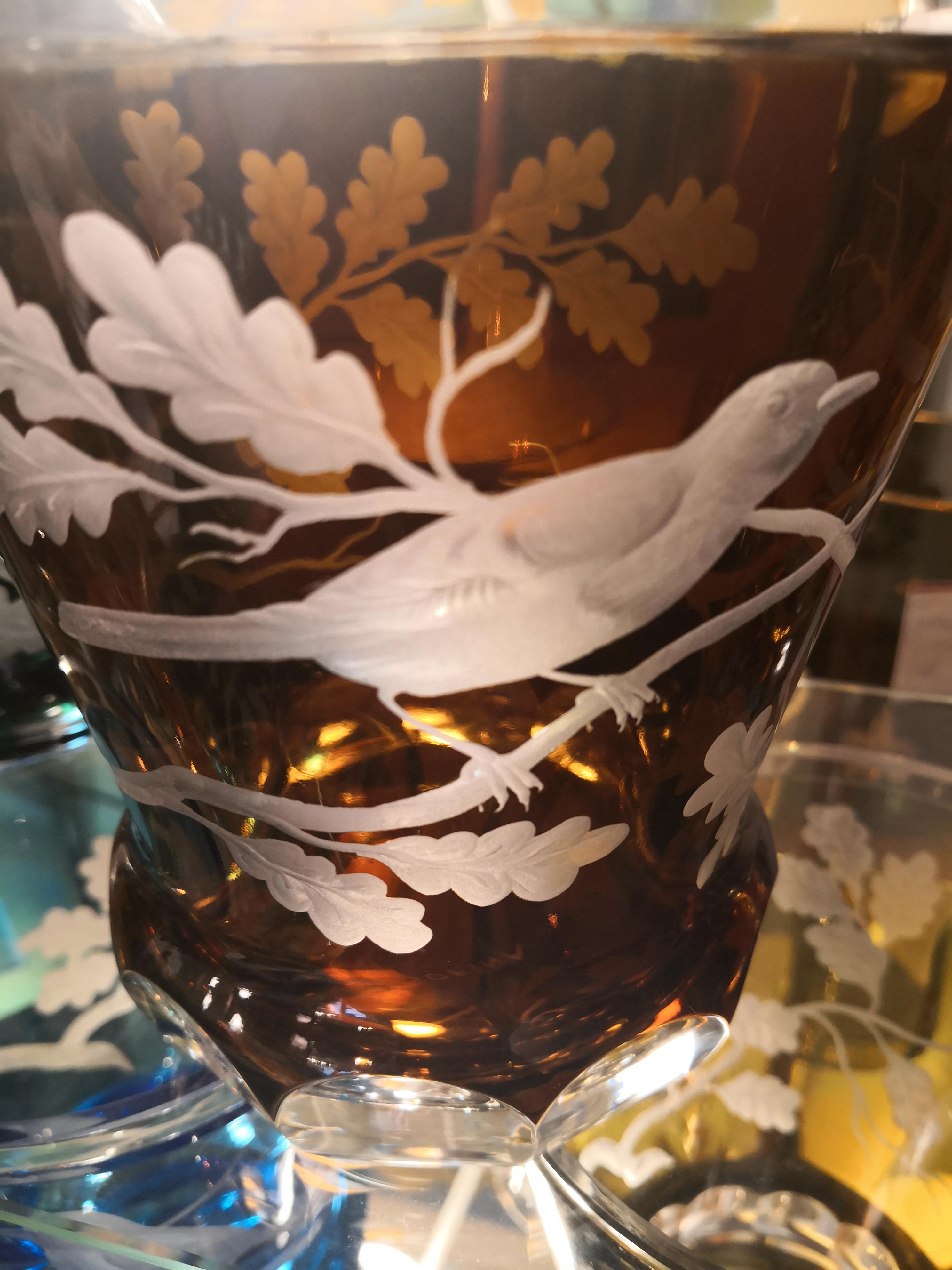 Landhausstil, mundgeblasenes Kristall-Laterne-Vogel-Dekor  Sofina Boutique Kitzbühel im Angebot 2