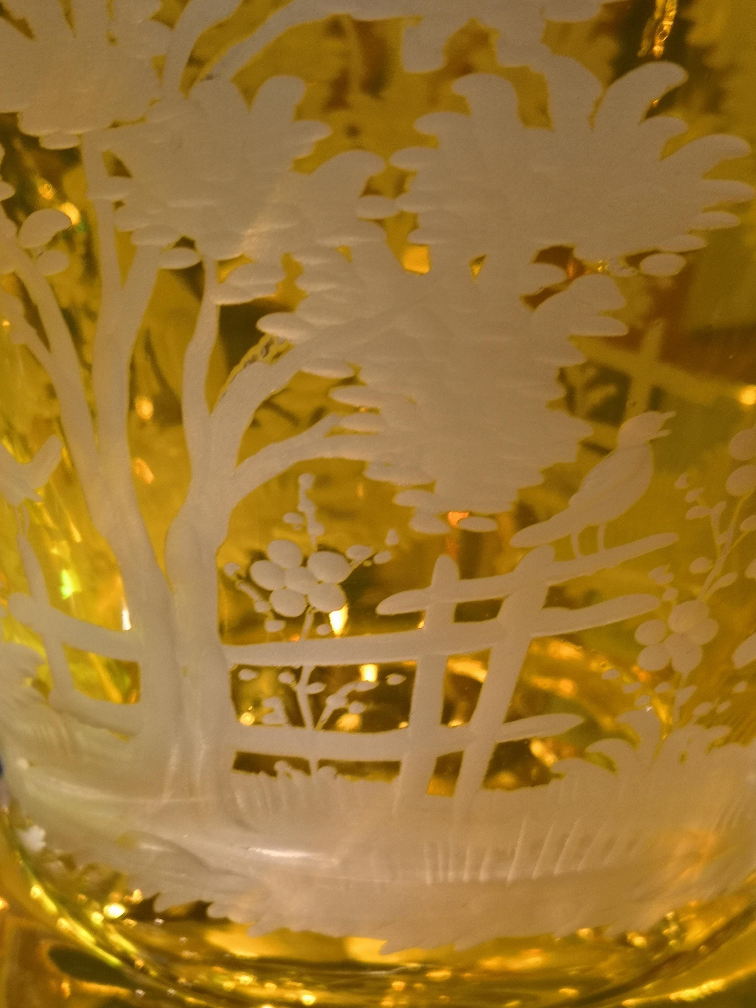 German Country Style Crystal Vase Easter Decor Yellow Glass Sofina Boutique Kitzbuehel For Sale