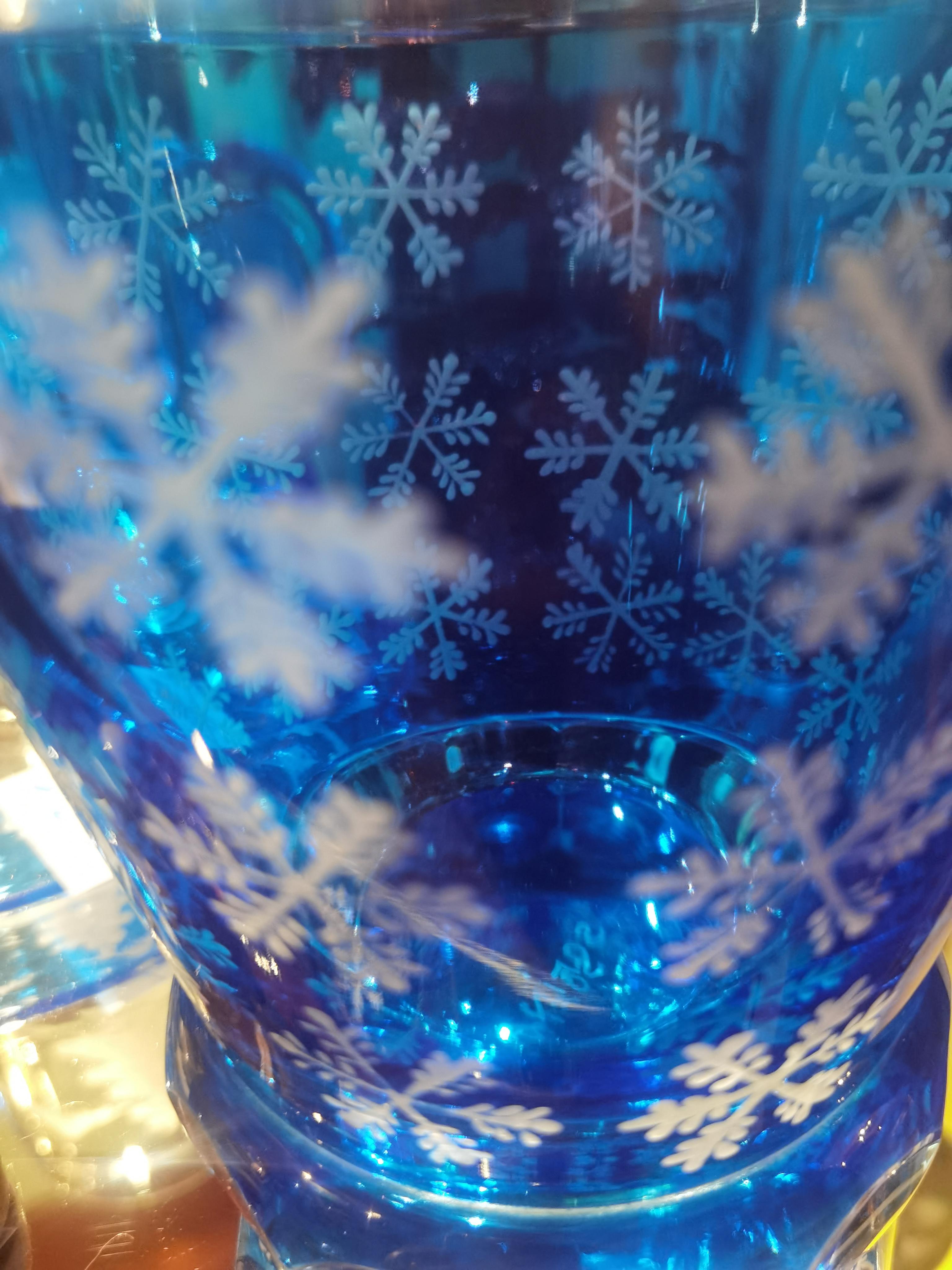 Hand-Crafted Country Style Crystal Votive Blue Winter Decor Sofina Boutique Kitzbühel For Sale