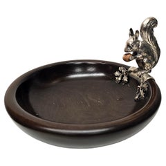 Country Style Dish Wood With Silver Squirrel
