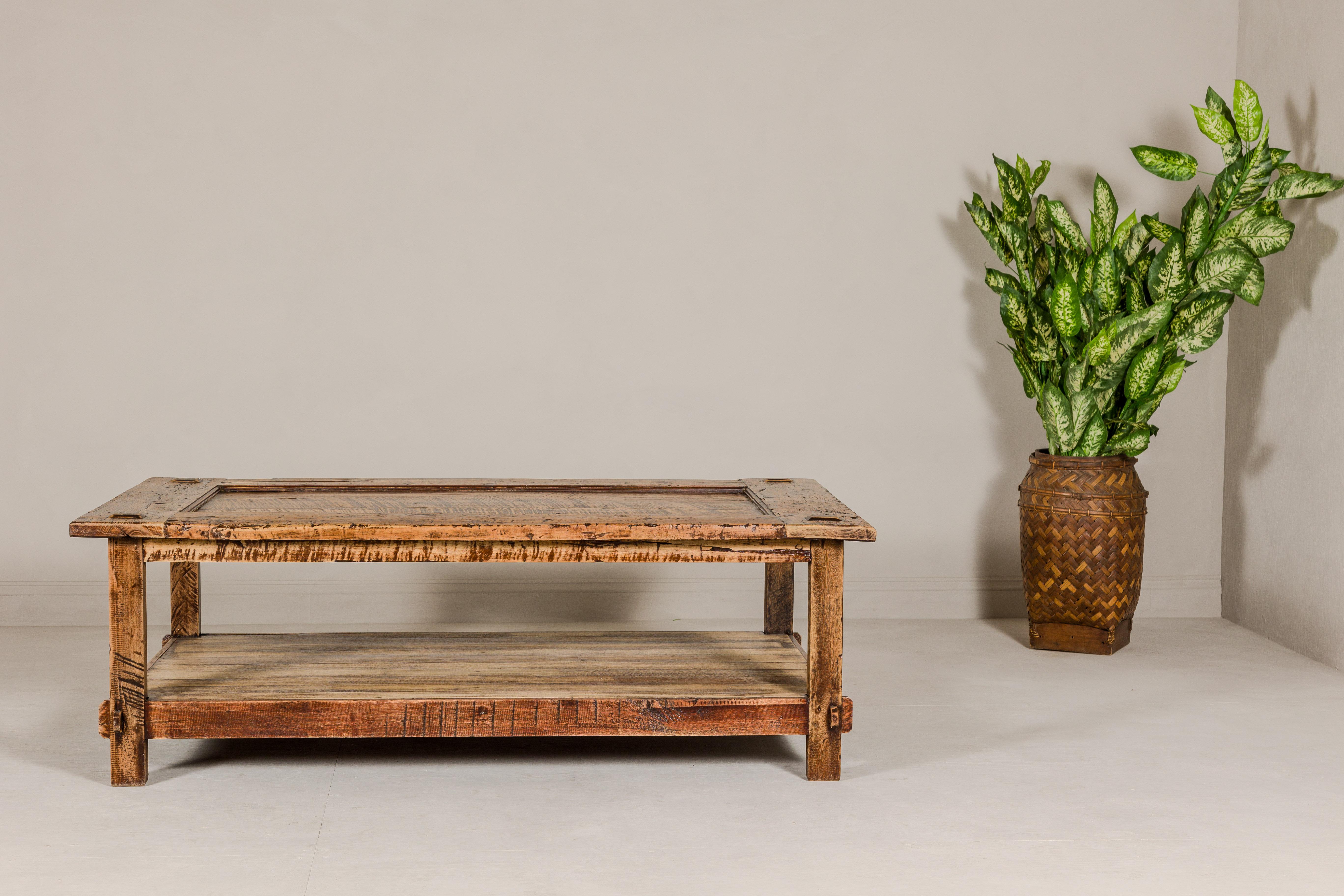 two tier wooden coffee table