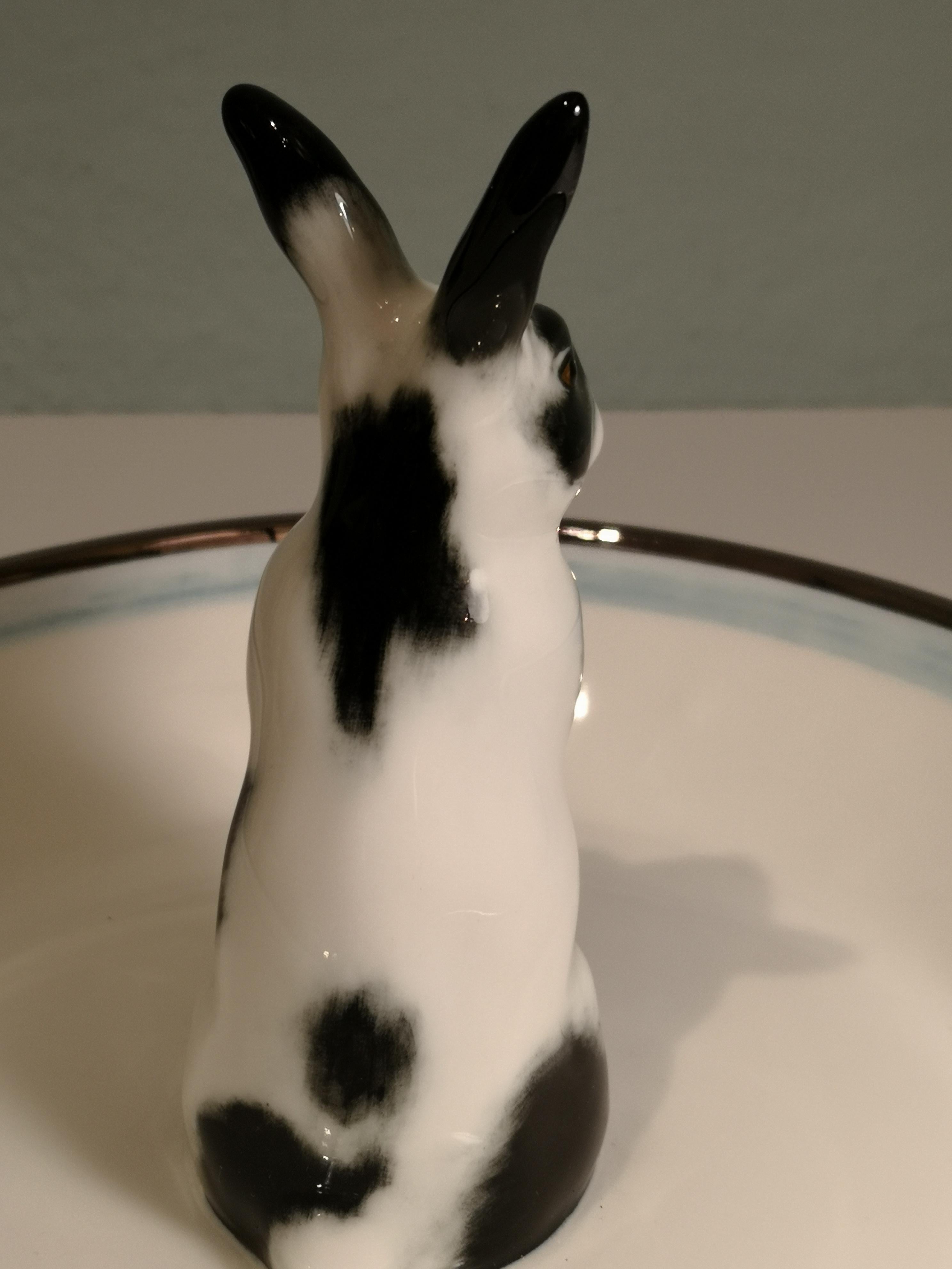 Hand-Painted Country Style Easter Bowl Porcelain with Hare Figure Sofina Boutique Kitzbuehel