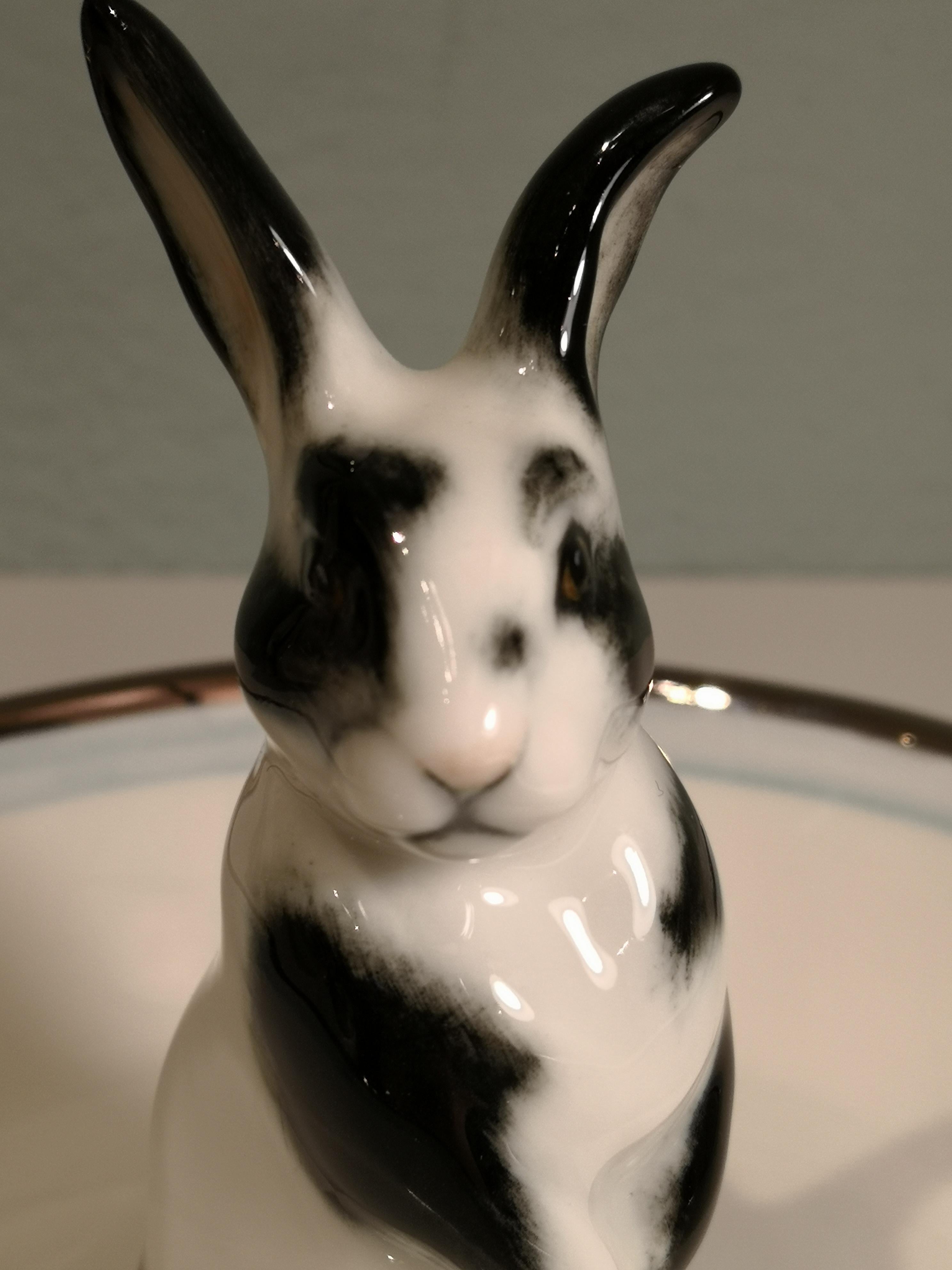 Contemporary Country Style Easter Bowl Porcelain with Hare Figure Sofina Boutique Kitzbuehel