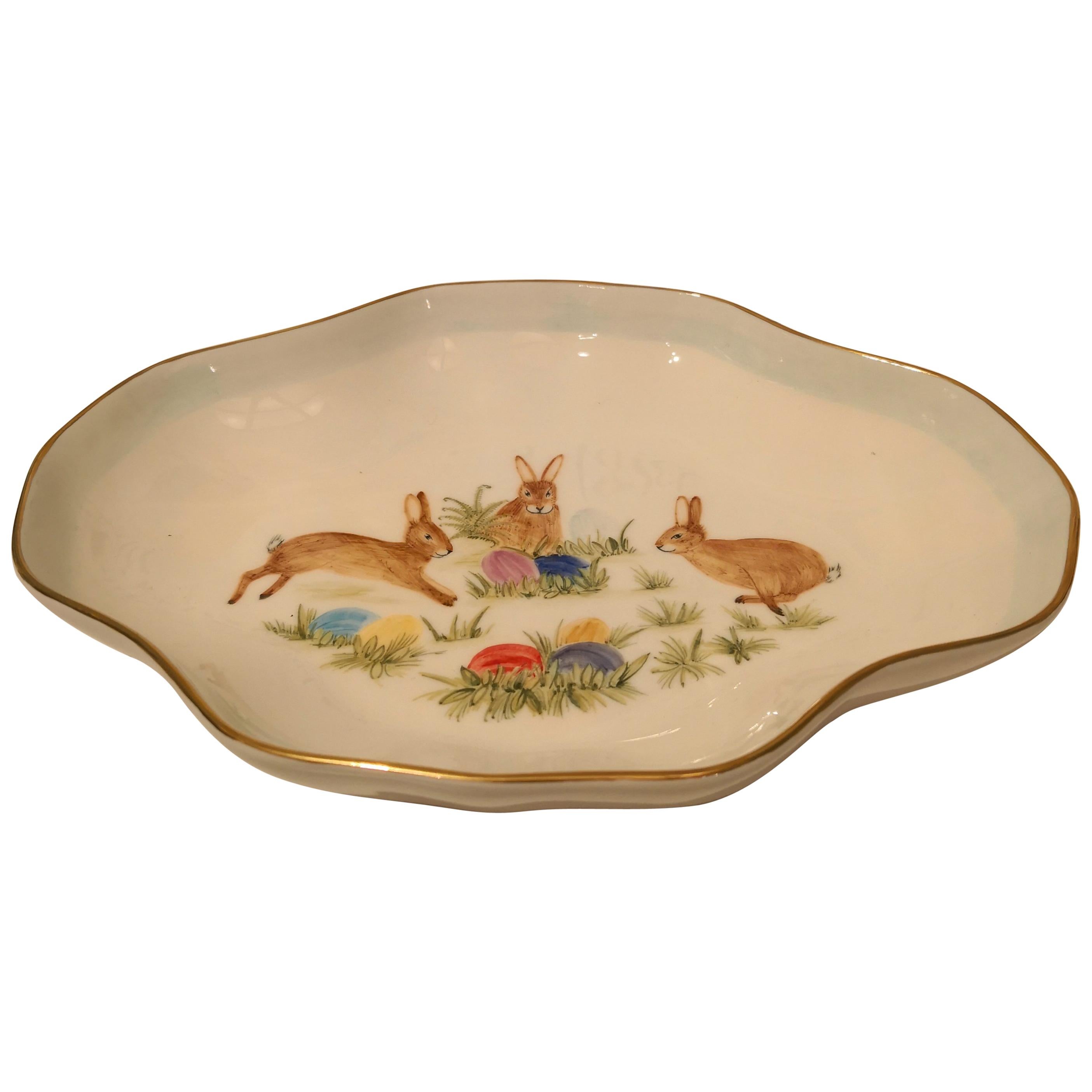 Plat à pâtisserie en porcelaine décoré de style campagnard de Pâques Sofina Boutique Kitzbuehel