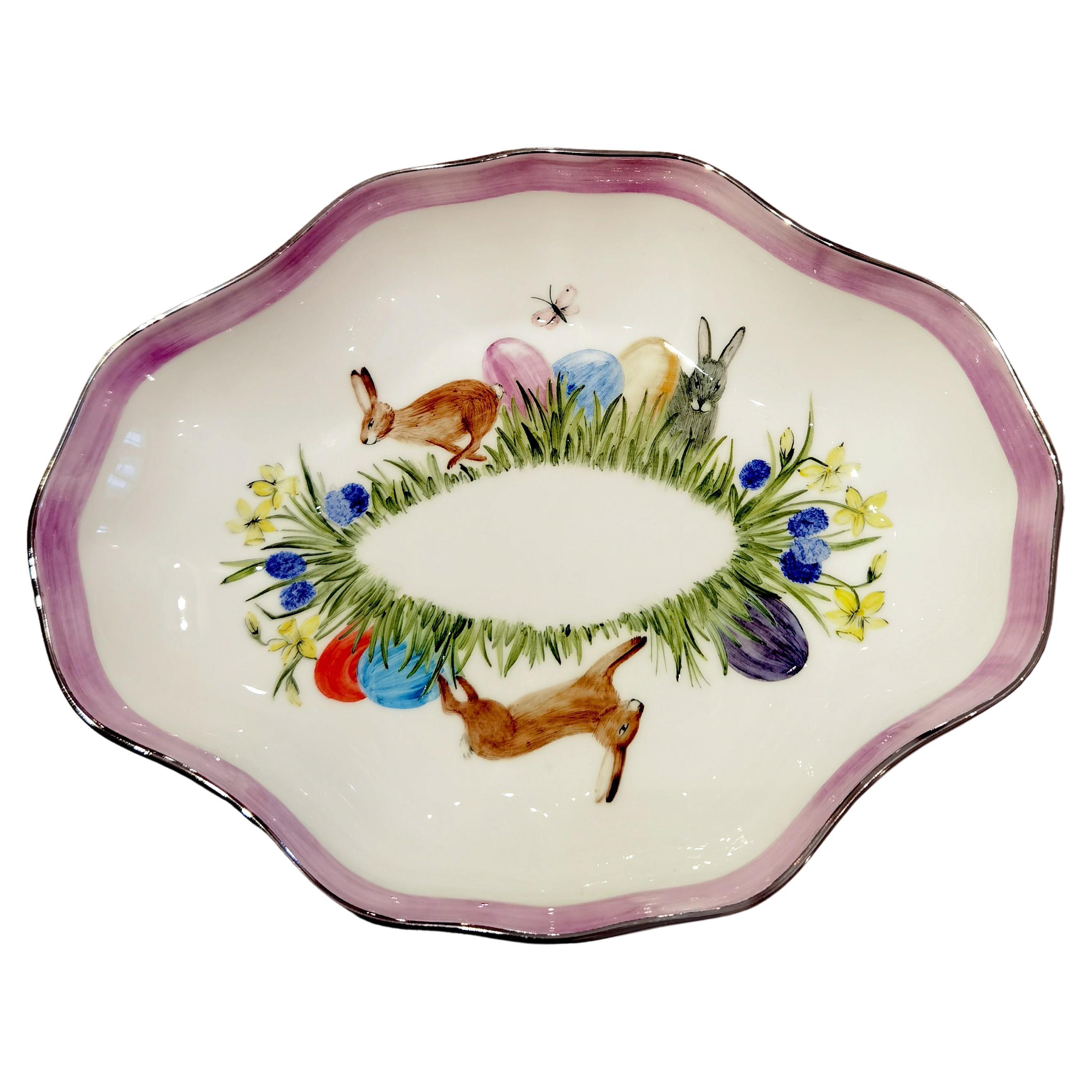 Country Style Easter Decor Porcelain Pastry Dish Sofina Boutique Kitzbuehel For Sale