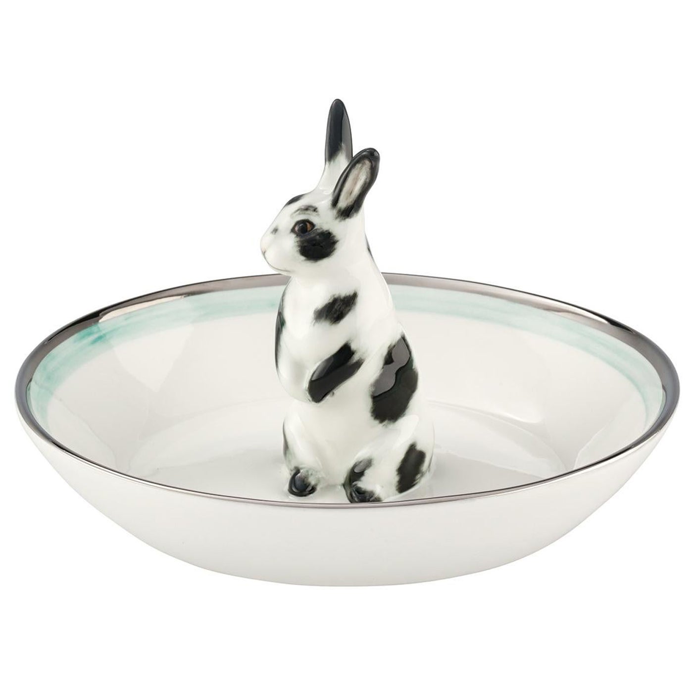 Country Style Easter Porcelain Bowl with Hare Figure Sofina Boutique Kitzbuehel For Sale