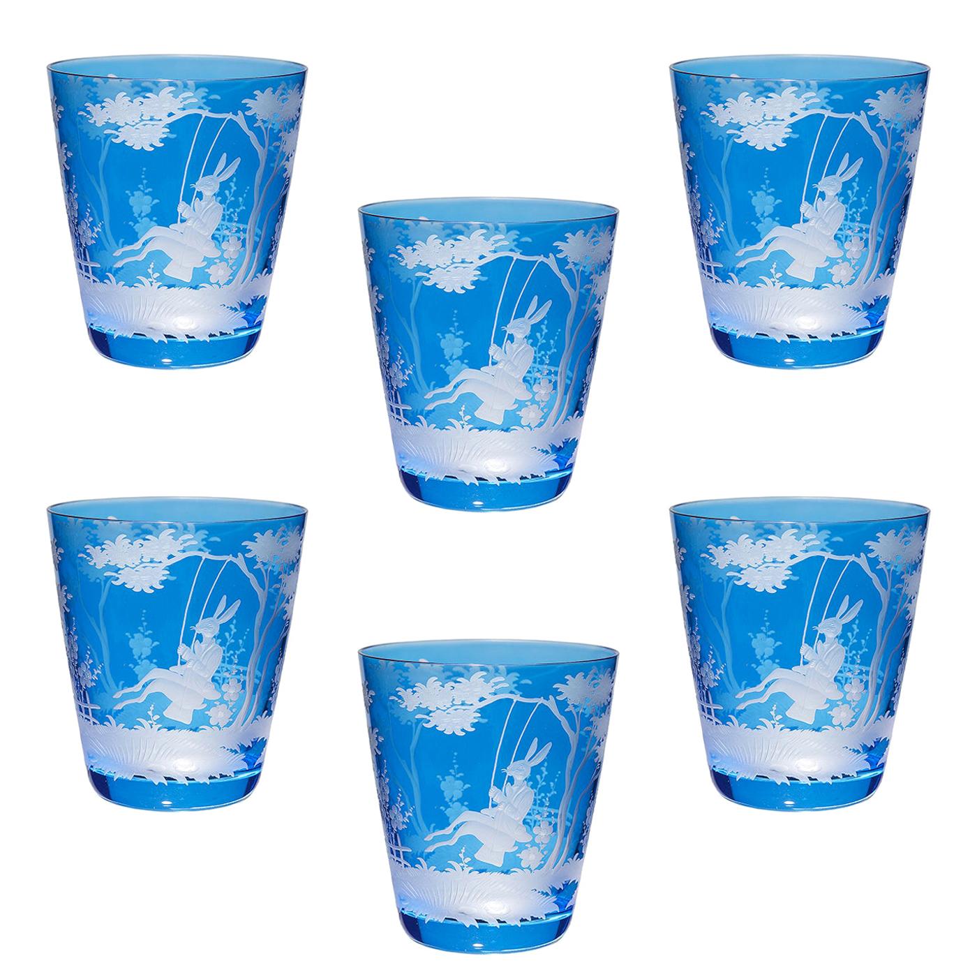 Country Style Easter Set of Six Glass Tumbler Blue Sofina Boutique Kitzbuehel For Sale