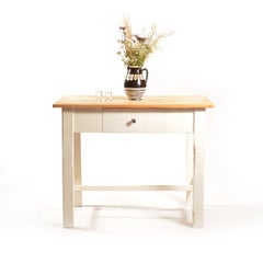 Country Style Farm Table with Drawer, Czechoslovakia, circa 1950s
