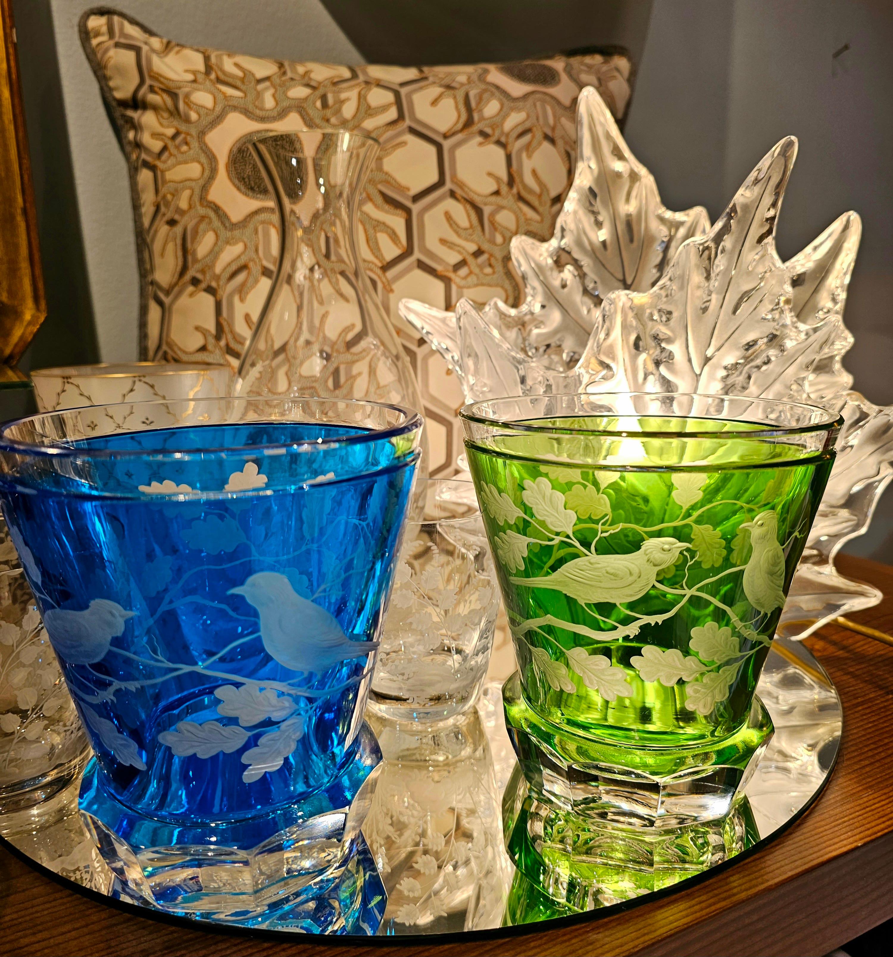 Country Style Hand Blown Crystal Laterne Blue Glass Sofina Boutique Kitzbühel In New Condition For Sale In Kitzbuhel, AT