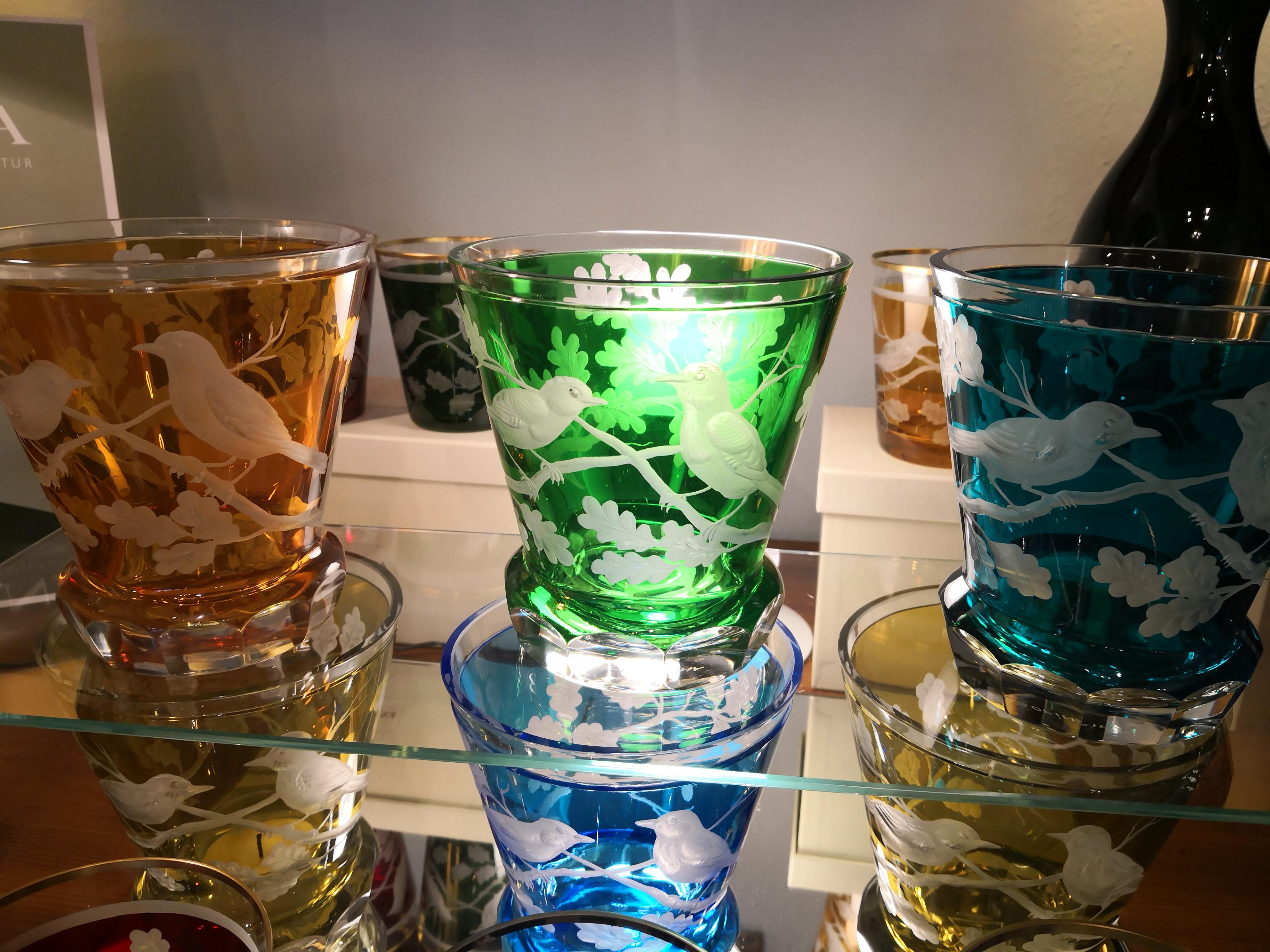 XXIe siècle et contemporain Sofina Boutique Kitzbuehel - Verre vert à laterne en cristal soufflé à la main de style campagnard en vente