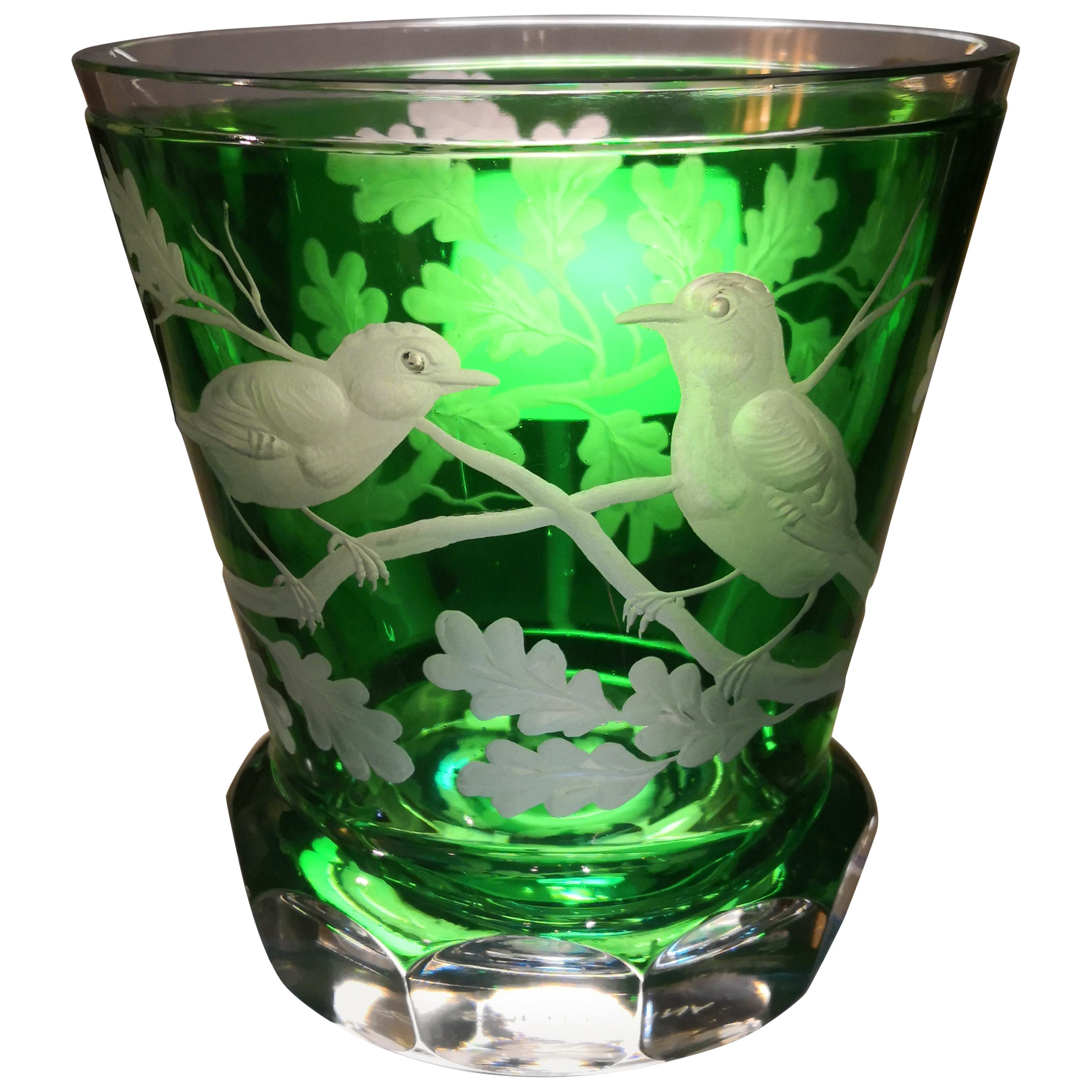 Country Style Hand Blown Crystal Laterne Green Glass Sofina Boutique Kitzbuehel For Sale