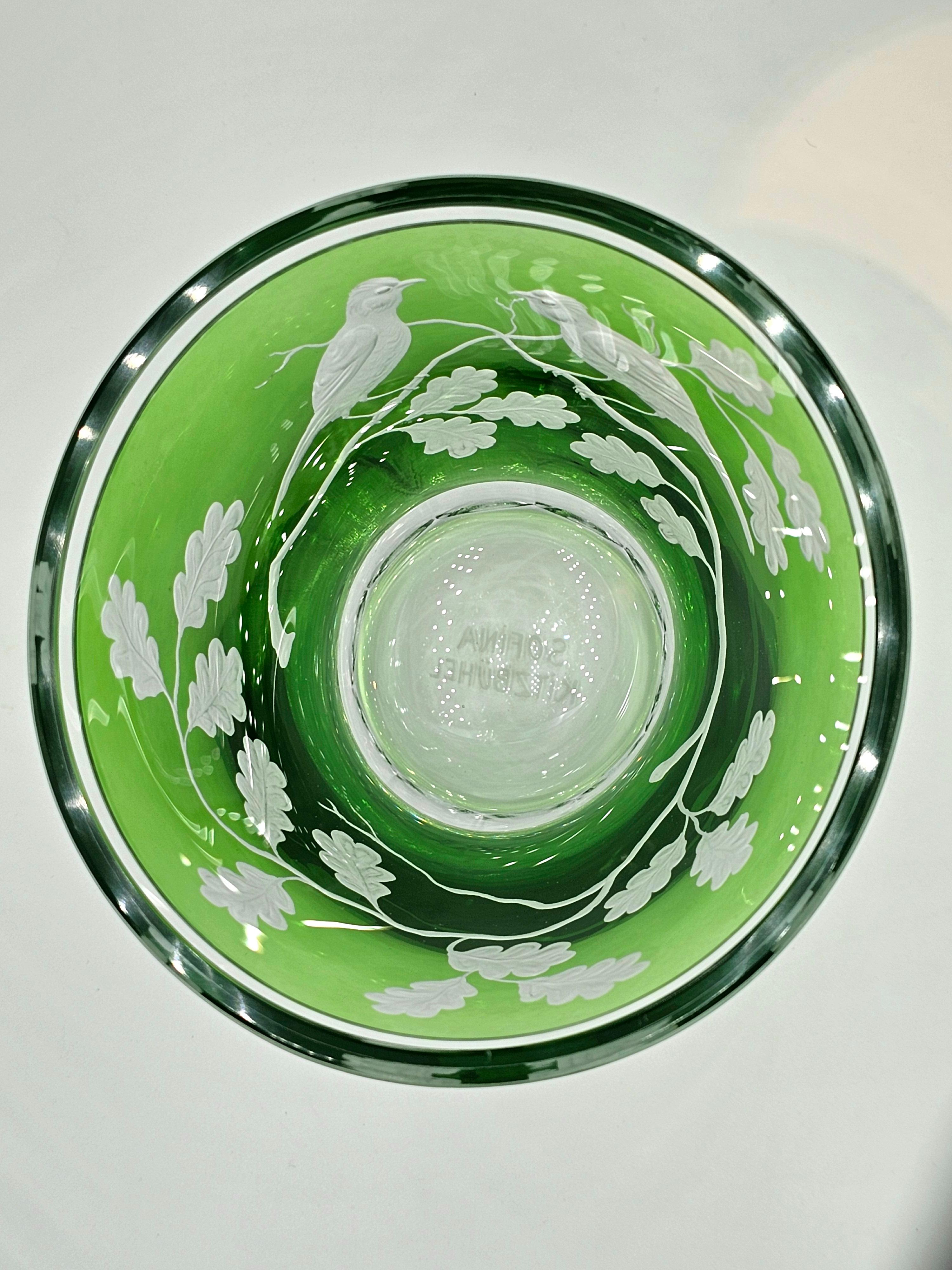 Landhausstil mundgeblasenes Kristall Laterne Grünglas Sofina Boutique Kitzbühel (Handgefertigt) im Angebot