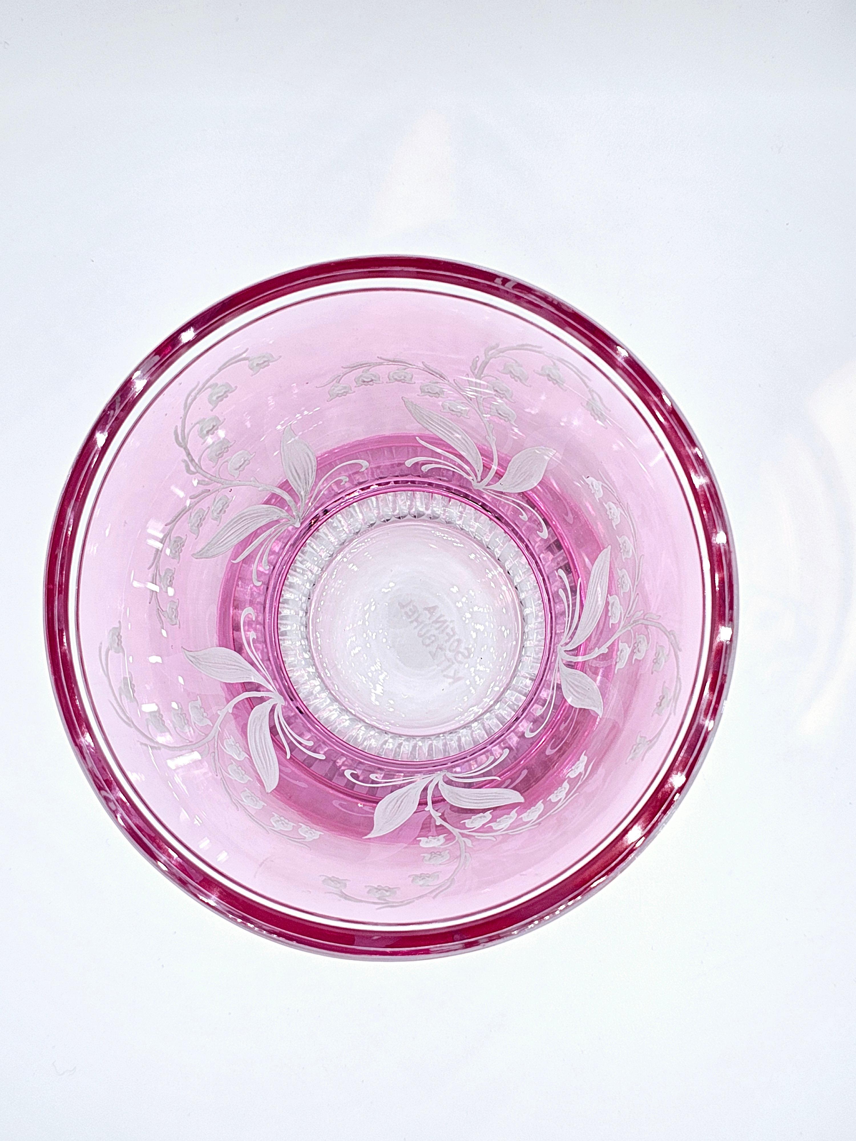German Country Style Hand Blown Crystal Laterne Pink Glass Sofina Boutique Kitzbühel For Sale