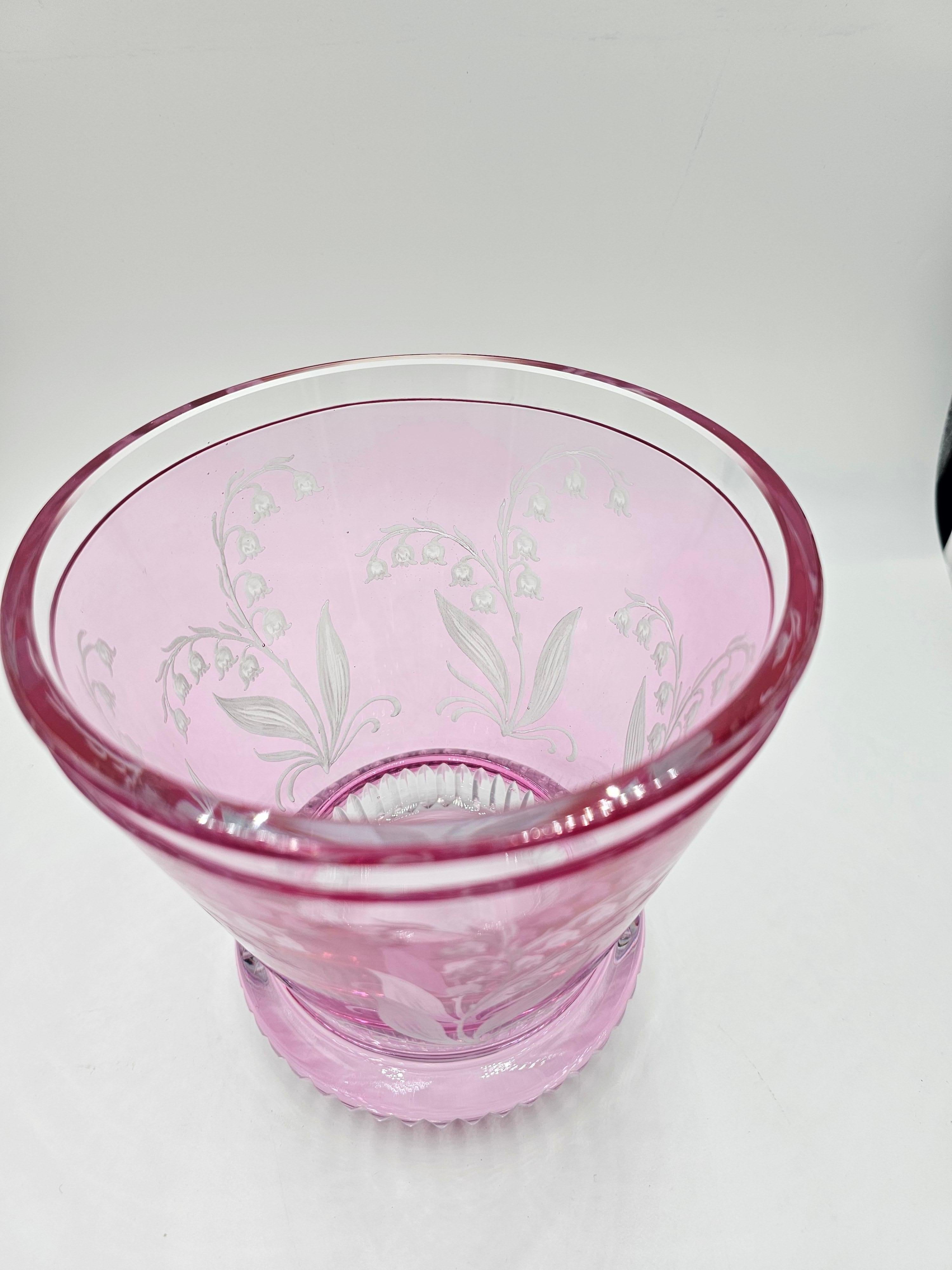 Hand-Crafted Country Style Hand Blown Crystal Laterne Pink Glass Sofina Boutique Kitzbühel For Sale