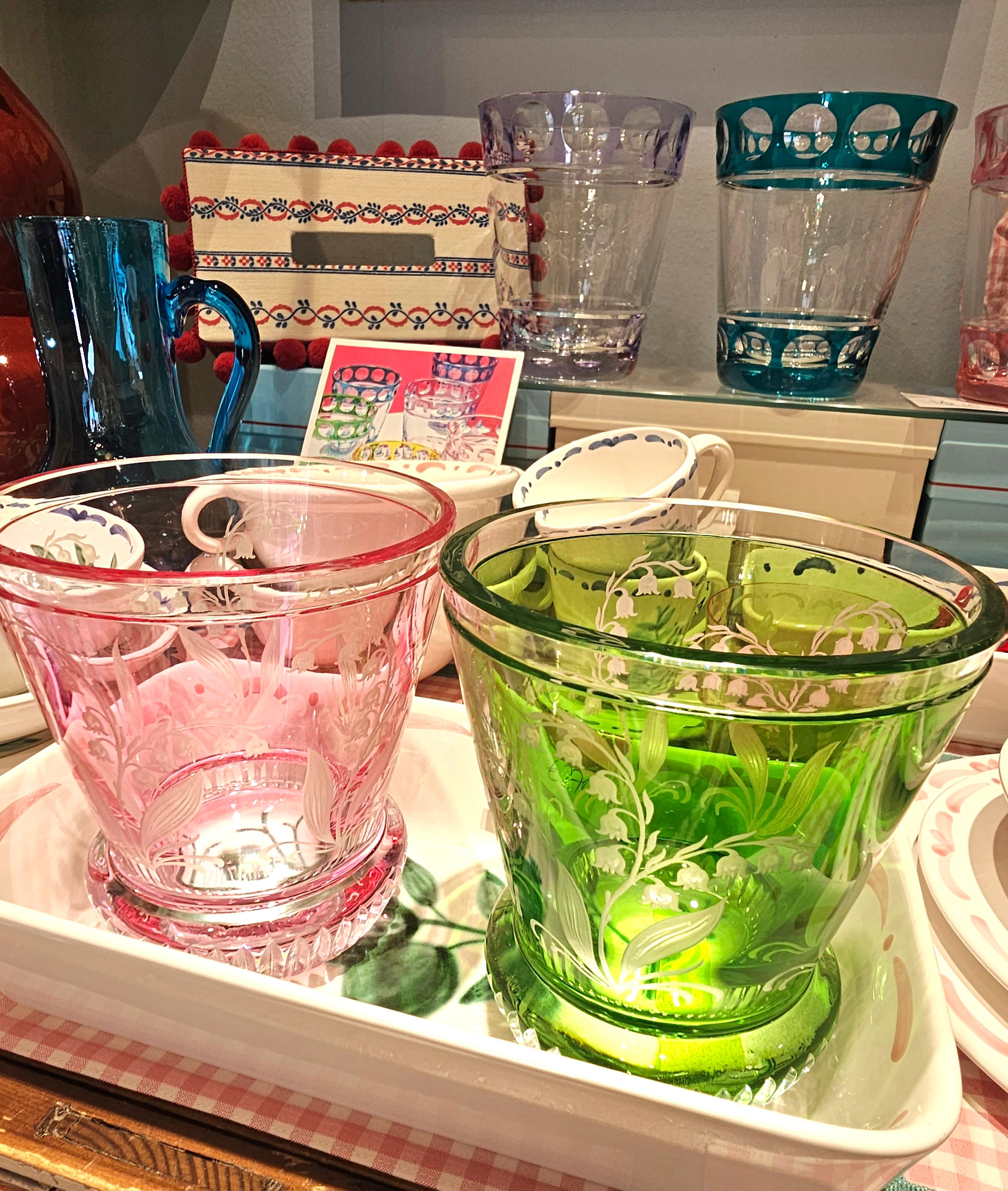 Landhausstil mundgeblasenes Kristall Laterne Rosa Glas Sofina Boutique Kitzbühel im Zustand „Neu“ im Angebot in Kitzbuhel, AT