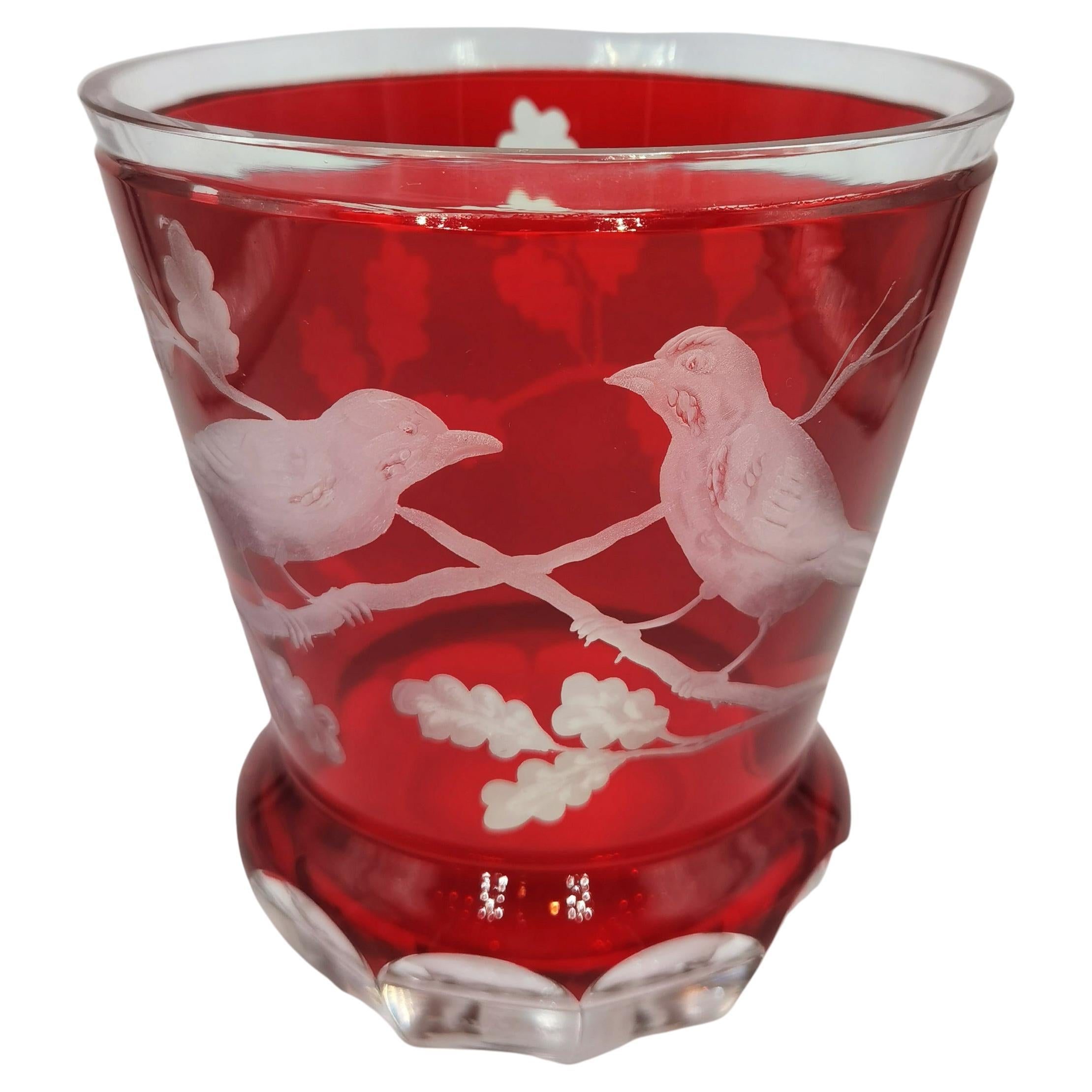 Country Style Hand Blown Crystal Laterne Red Glass Sofina Boutique Kitzbuehel For Sale