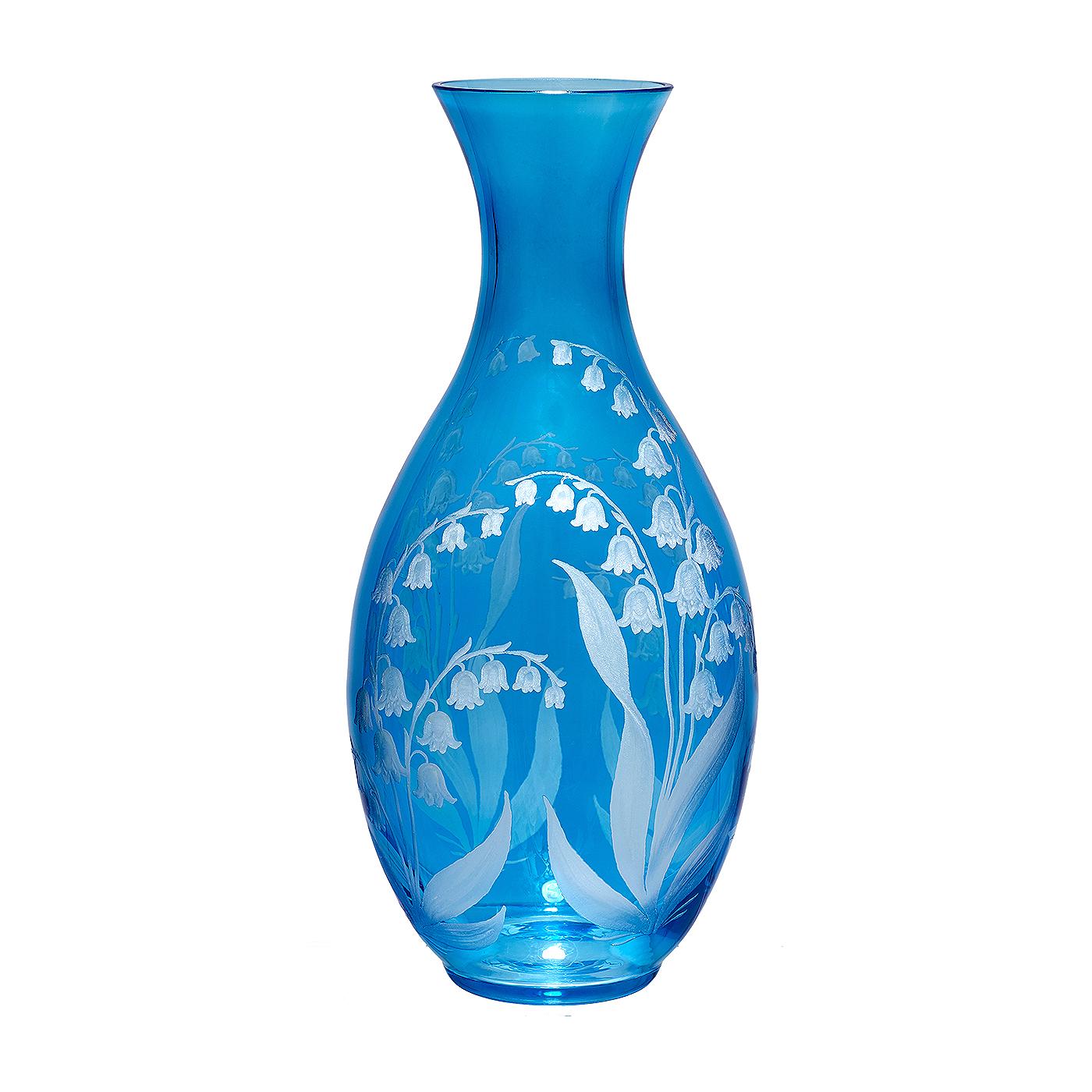 Landhausstil mundgeblasene Kristallvase blaues Glas Sofina Boutique Kitzbühel (Deutsch) im Angebot