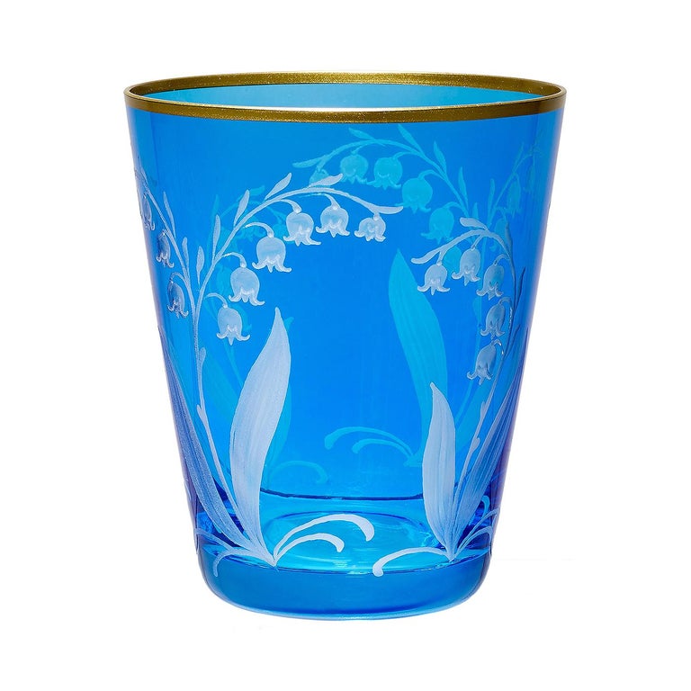 Country Style Hand Blown Crystal Vase Blue Glass Sofina Boutique