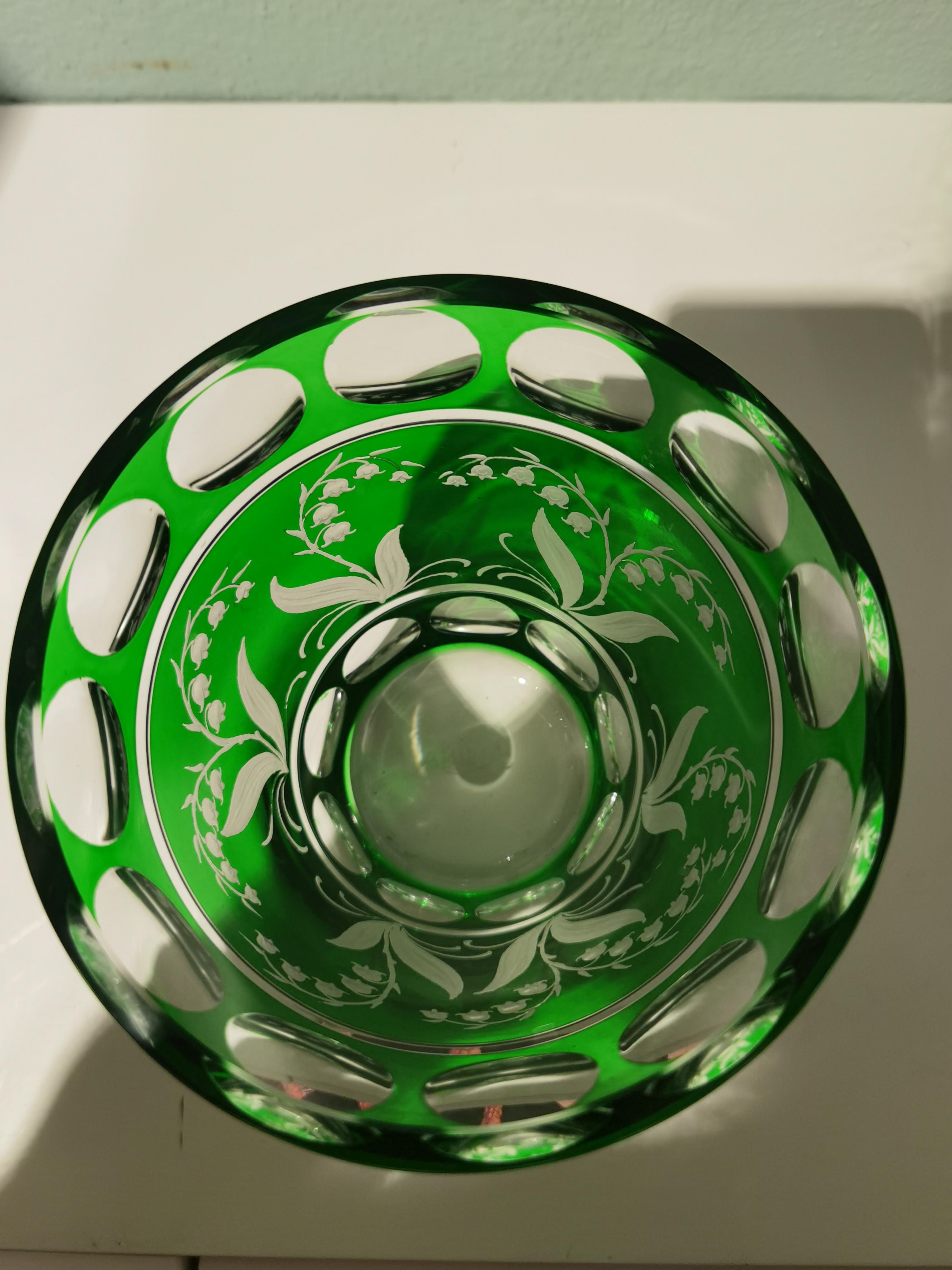 German Country Style Hand Blown Crystal Vase Green Sofina Boutique Kitzbuehel For Sale
