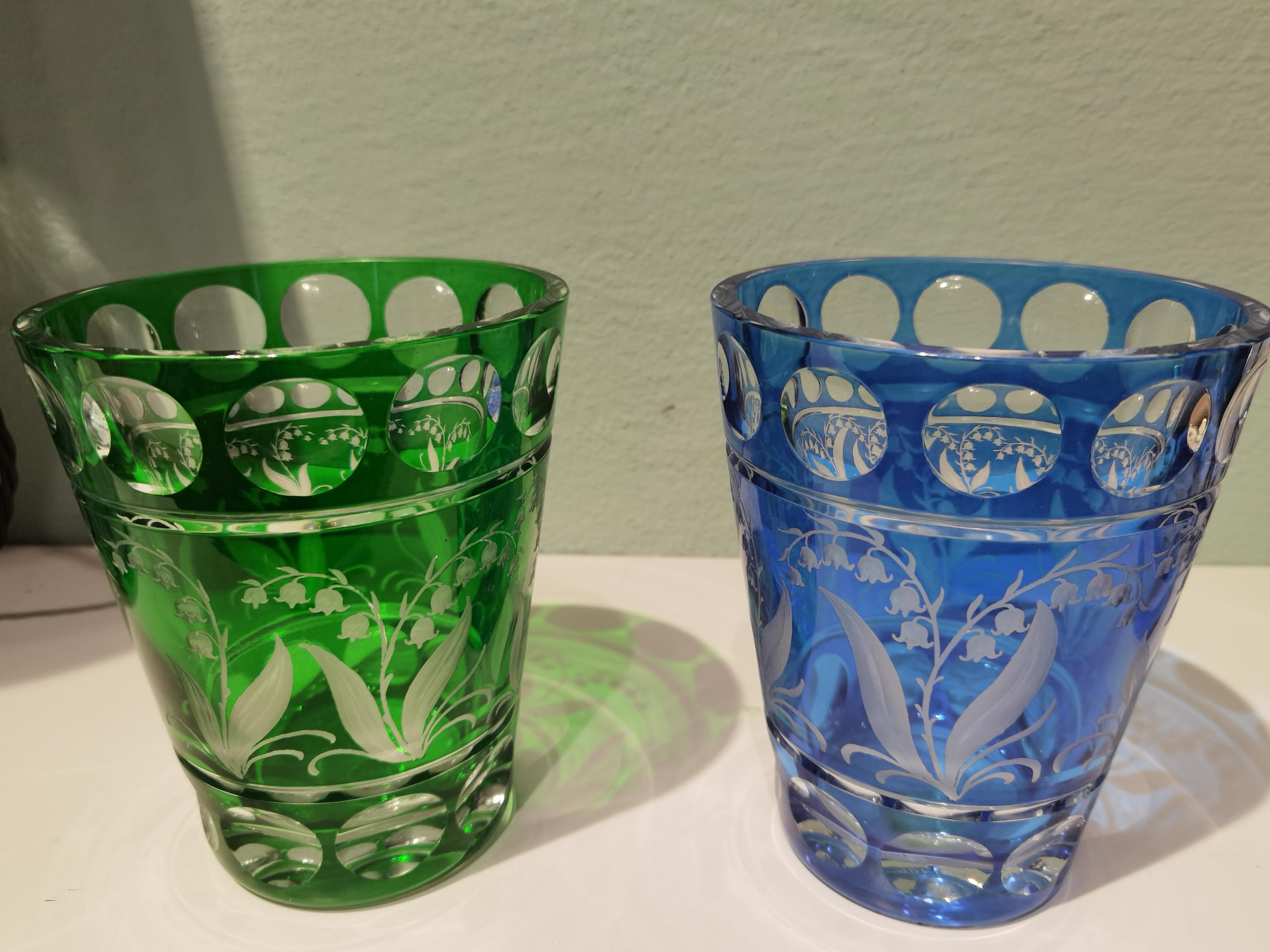 Allemand Vase en cristal soufflé à la main vert Sofina Boutique Kitzbuehel en vente