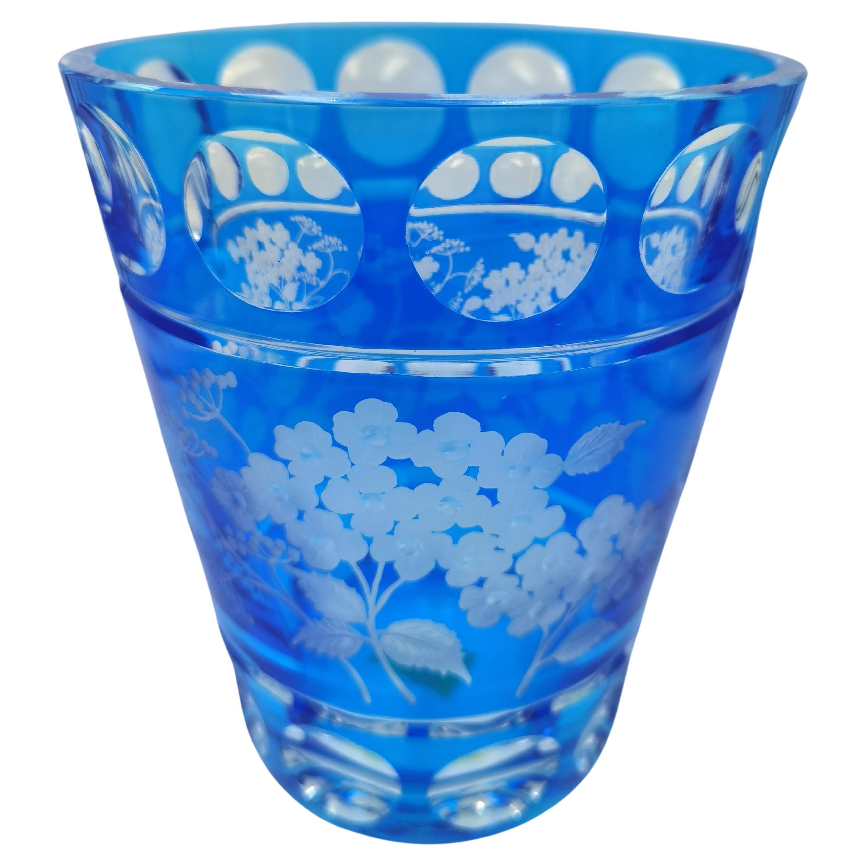 Country Style Hand Blown Glass Vase with Flower Decor Sofina Boutique Kitzbühel For Sale