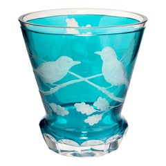 Country Style Hand Blown Vase Birds Decor Blue Glass Sofina Boutique Kitzbuehel