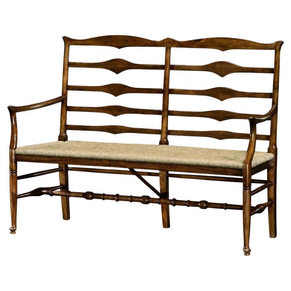 Rustic Bench With High Back Carved Walnut Leather Tufted High Back Sofa/Bench C. 1900 at 1stDibs ...