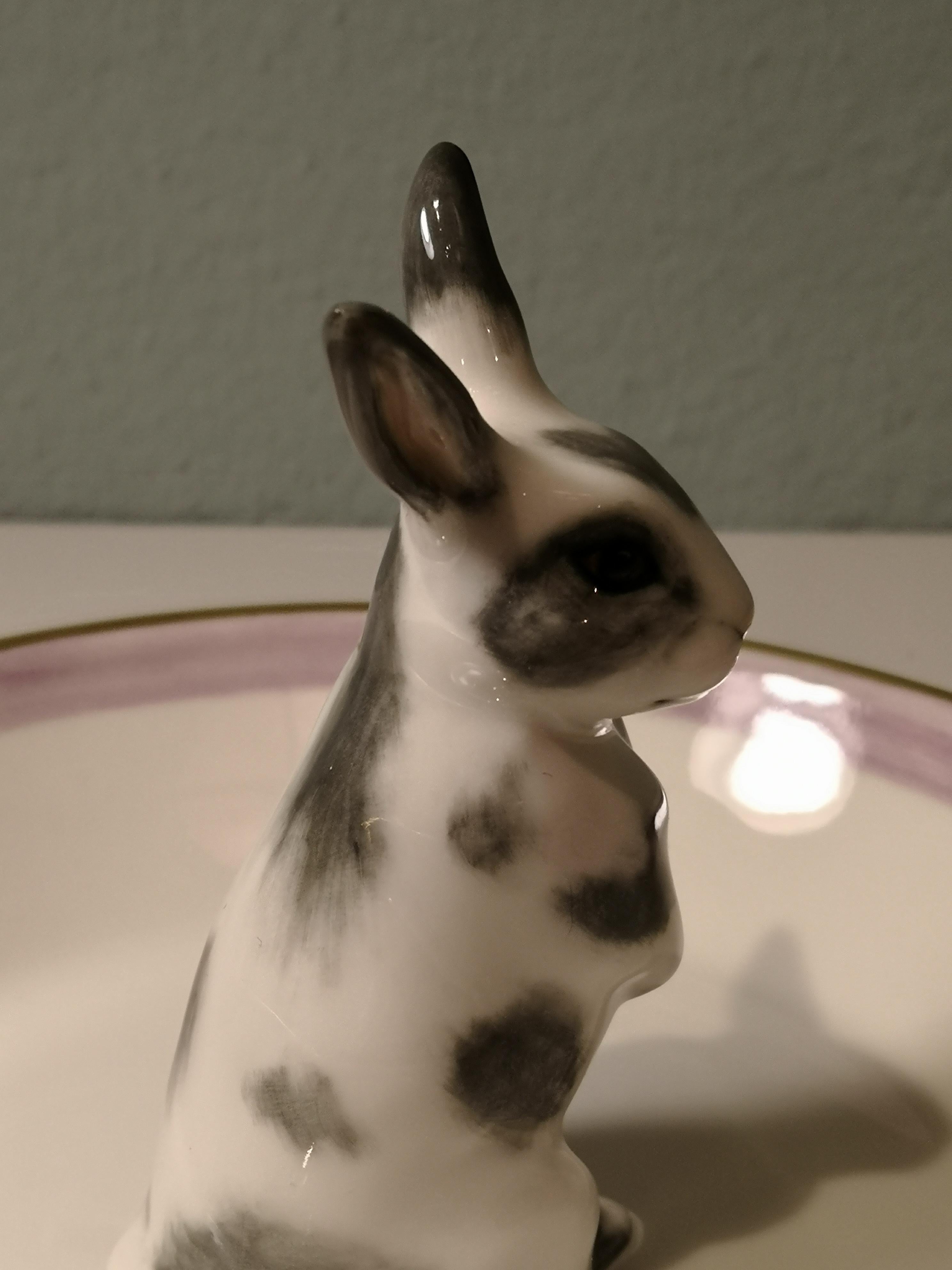 German Country Style Porcelain Bowl with Bunny Figure Sofina Boutique Kitzbuehel