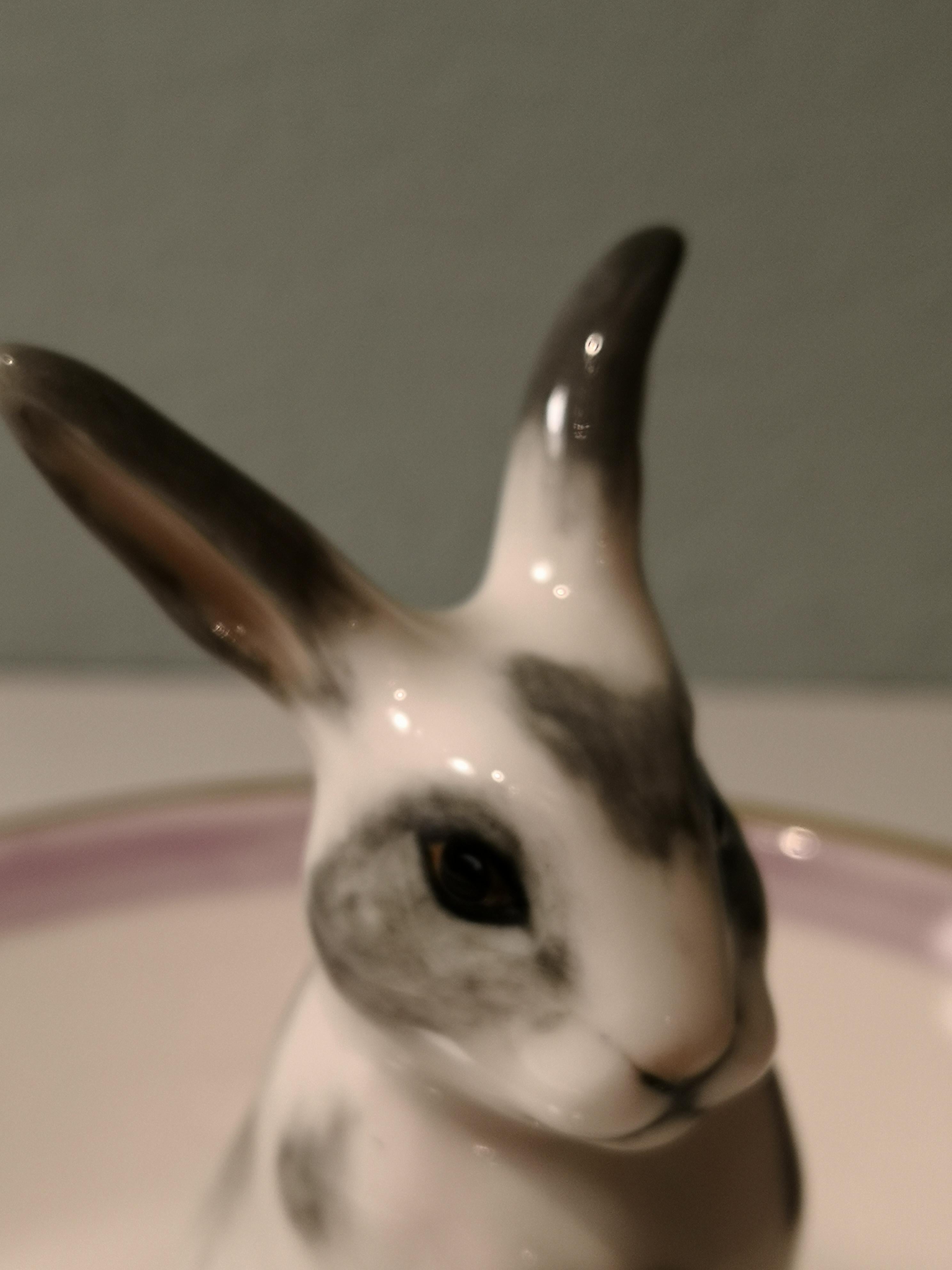 Country Style Porcelain Bowl with Bunny Figure Sofina Boutique Kitzbuehel In New Condition In Kitzbuhel, AT
