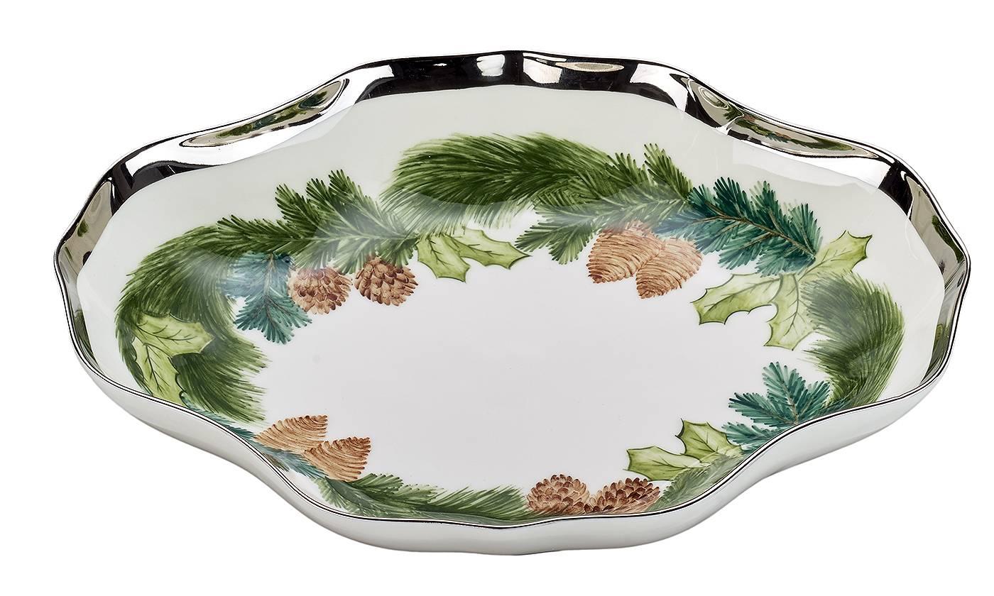 Allemand  Plat en porcelaine décoré de guirlandes de Noël Sofina Boutique Kitzbuehel en vente